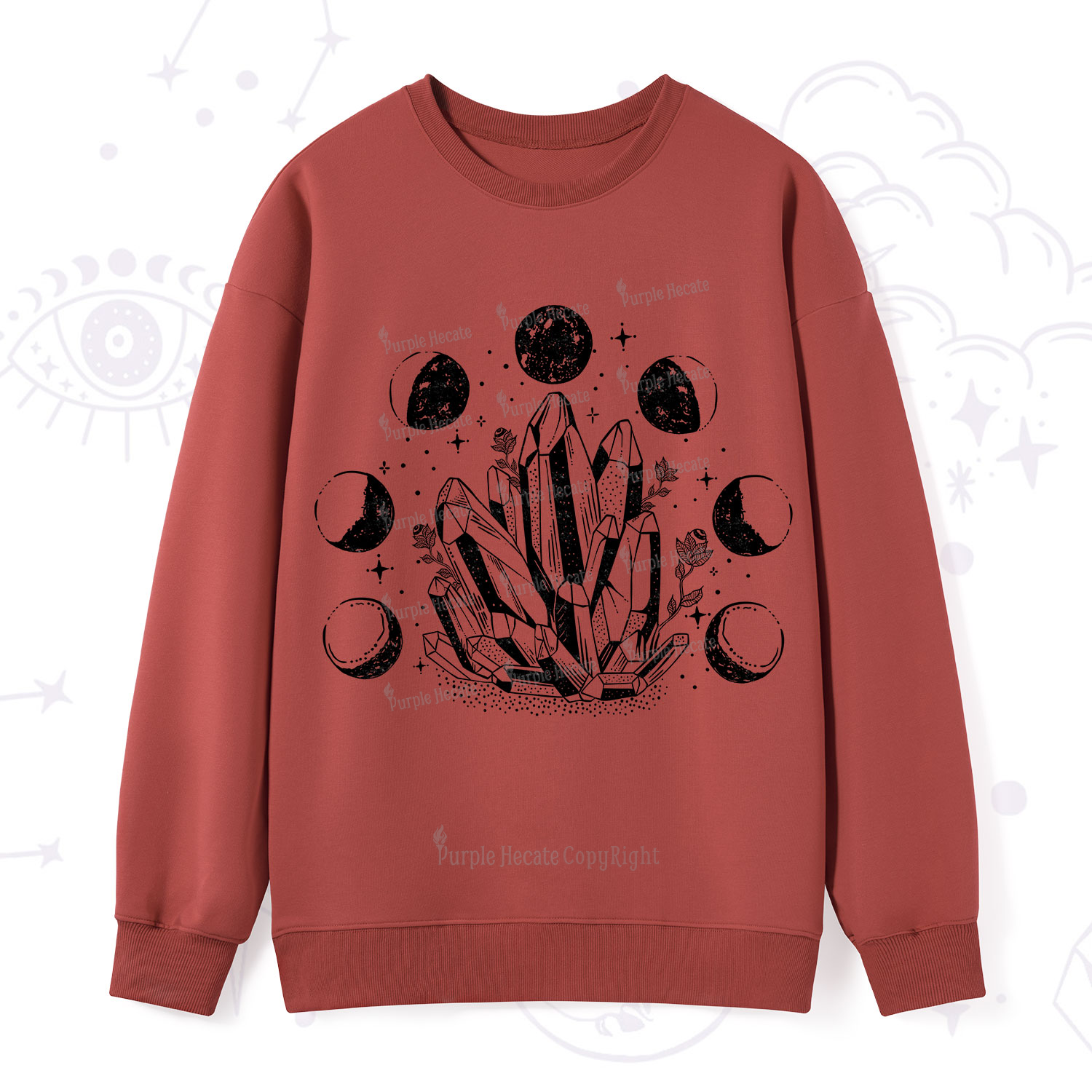 Purplehecate Crystals and Moon Phases Sweatshirt