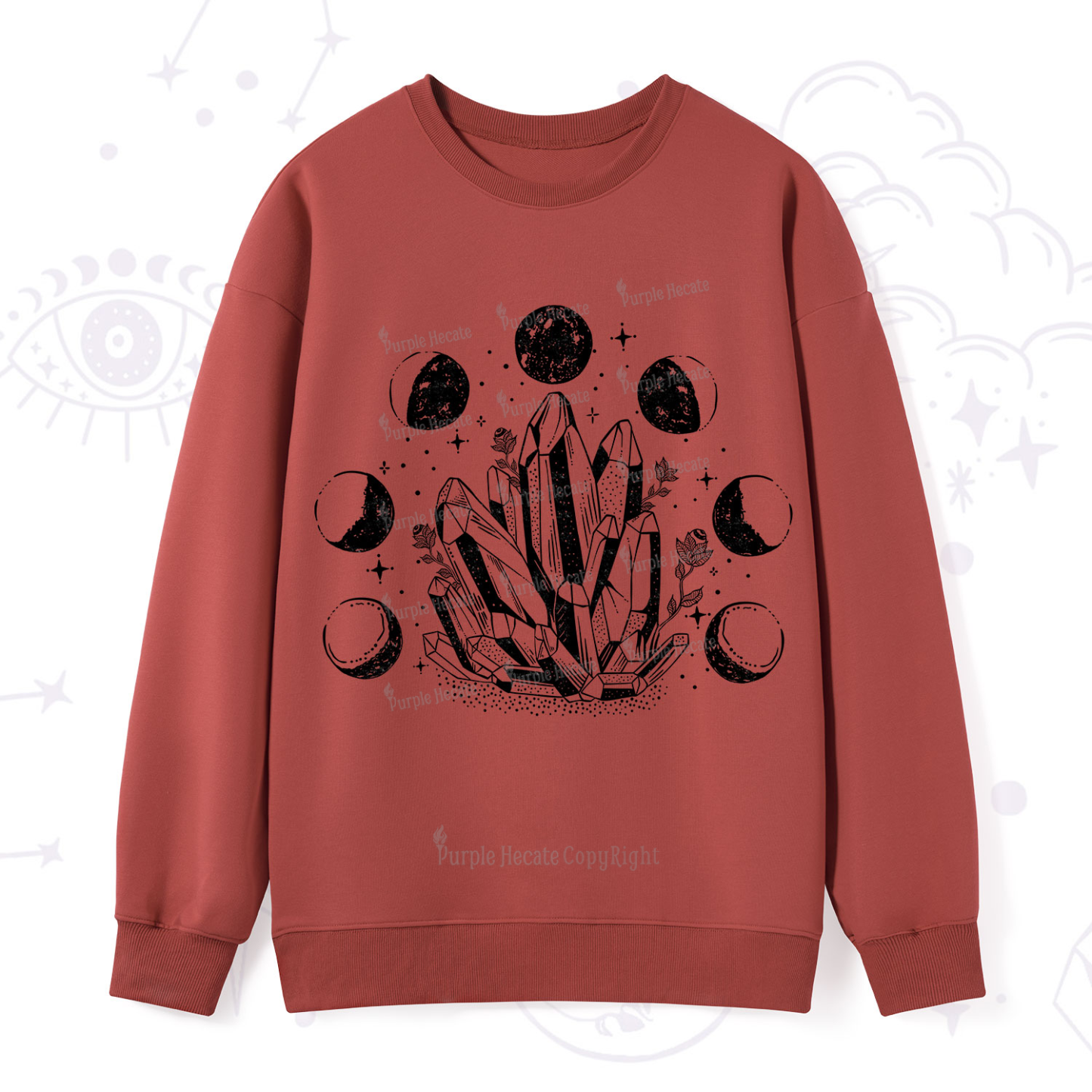 Purplehecate Crystals and Moon Phases Sweatshirt