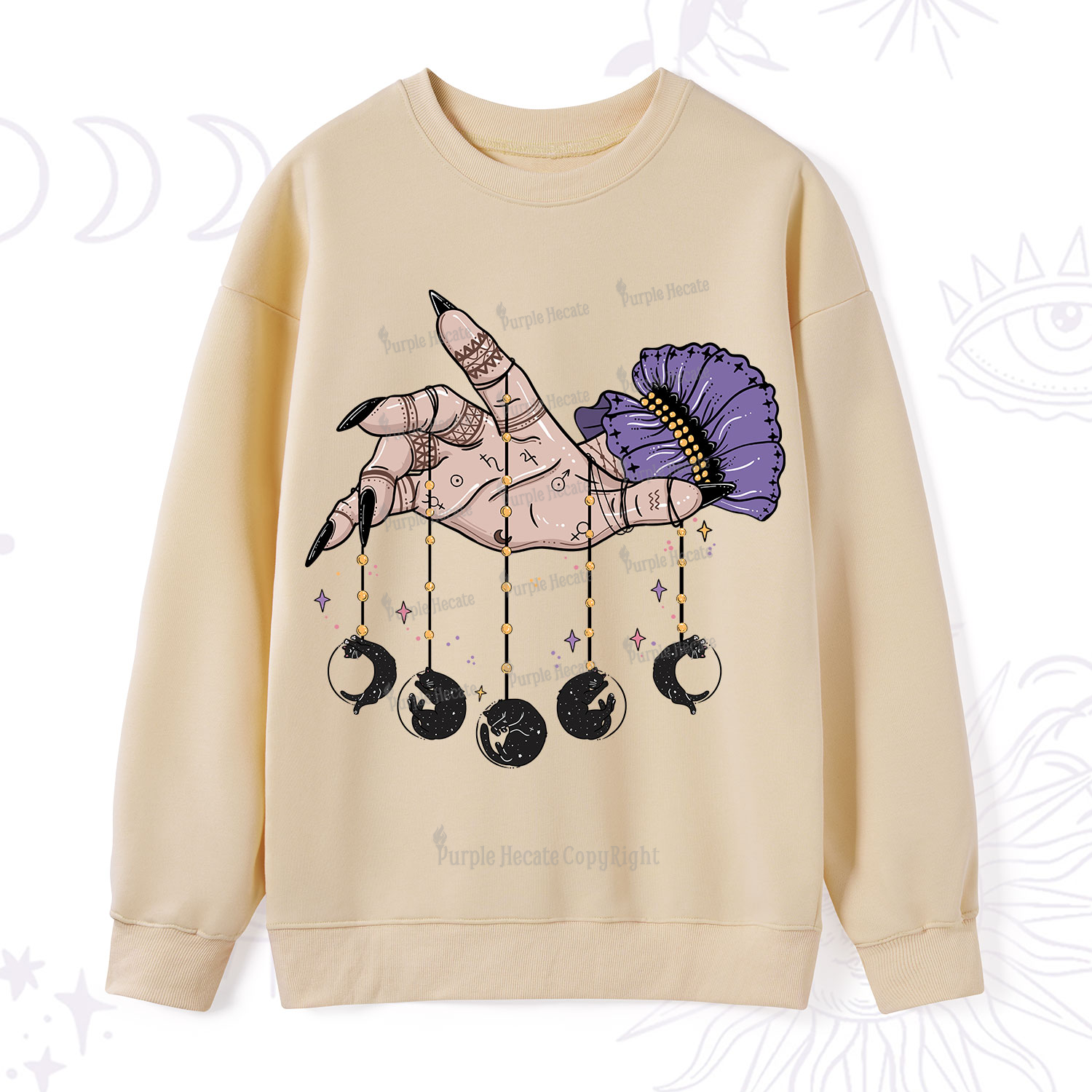 Purplehecate Feline Lunar Phases Sweatshirt