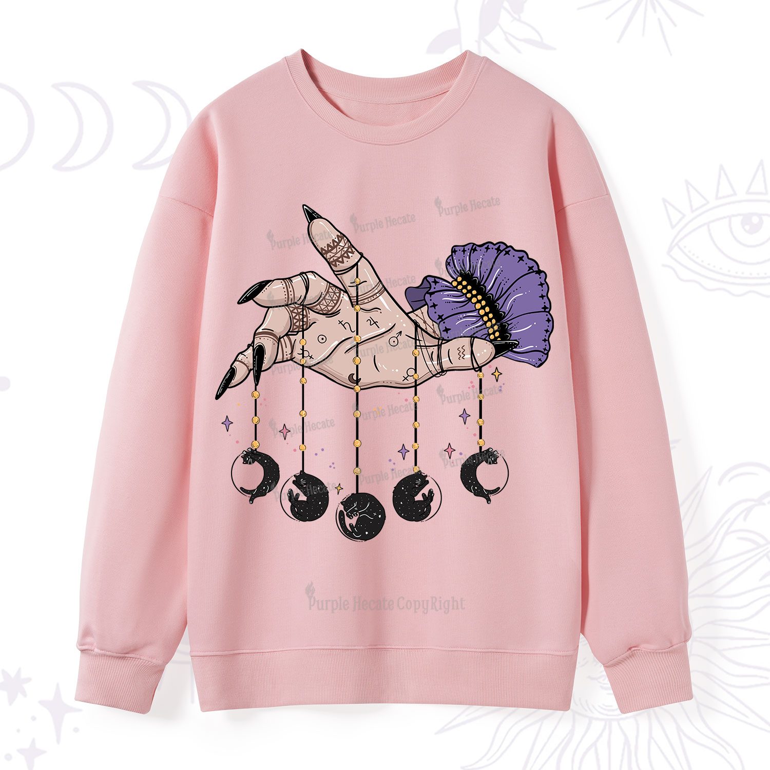 Purplehecate Feline Lunar Phases Sweatshirt