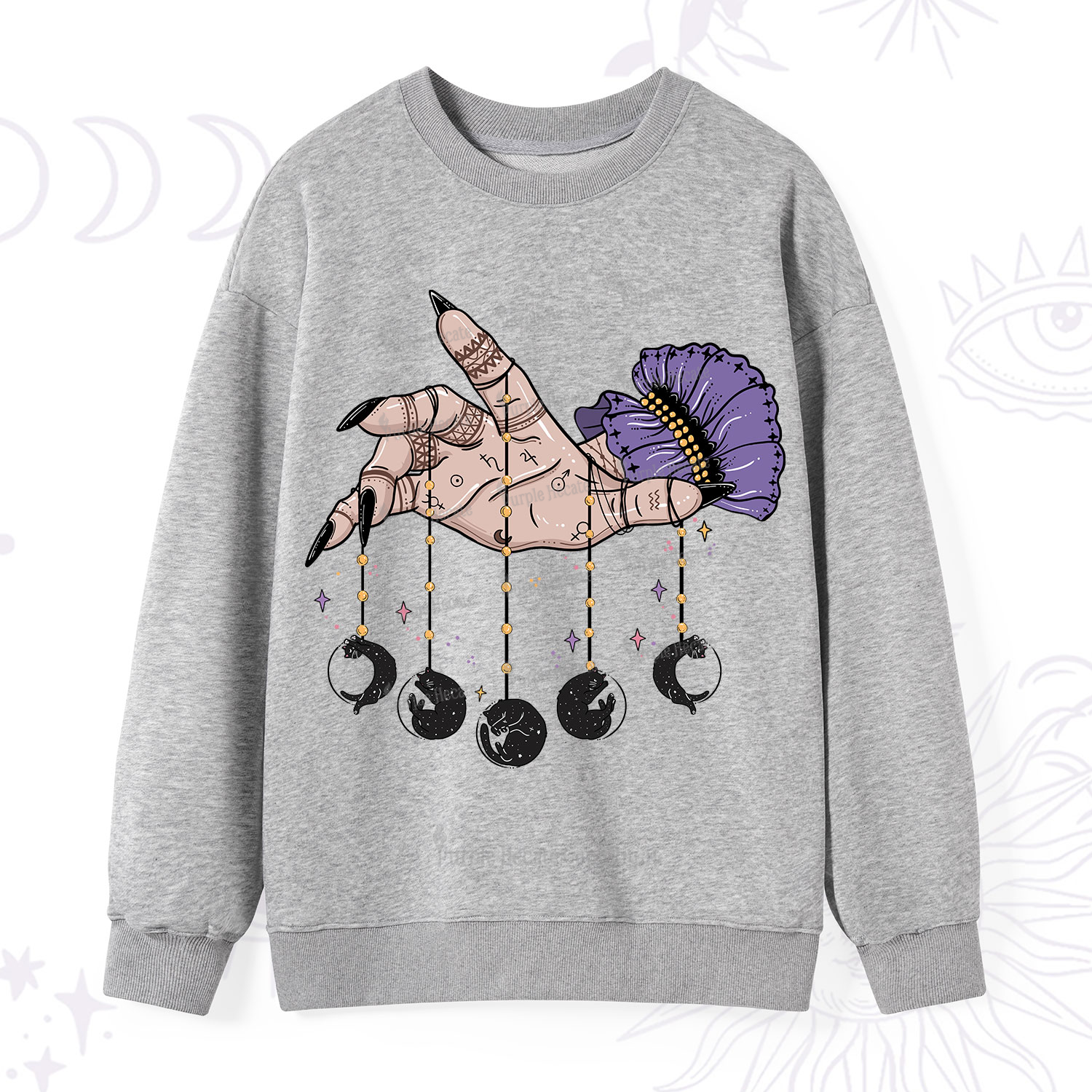 Purplehecate Feline Lunar Phases Sweatshirt
