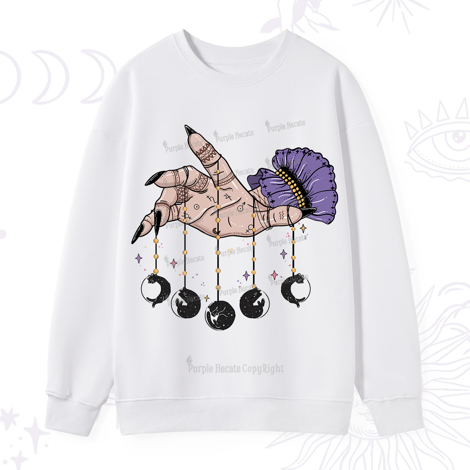 Purplehecate Feline Lunar Phases Sweatshirt
