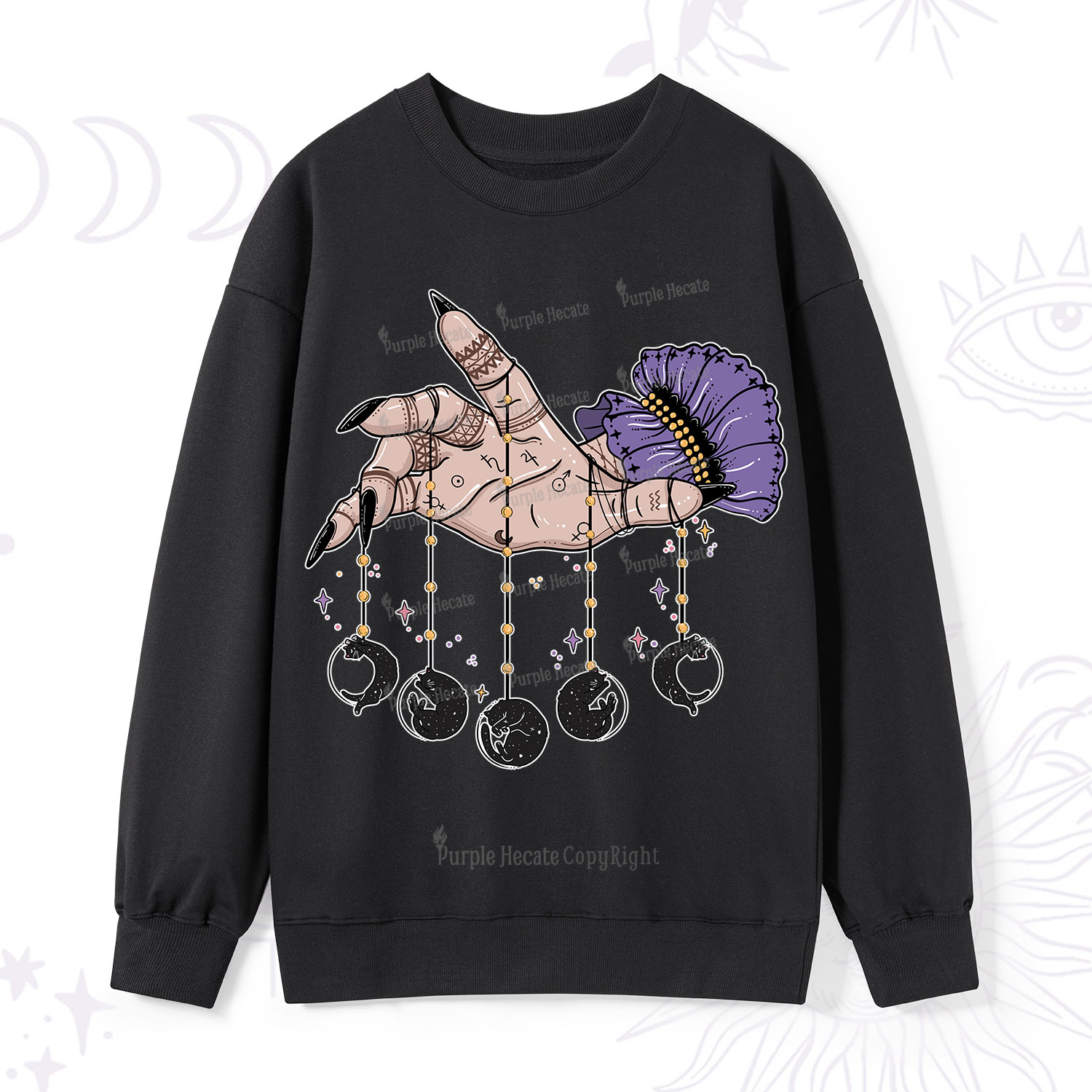 Purplehecate Feline Lunar Phases Sweatshirt