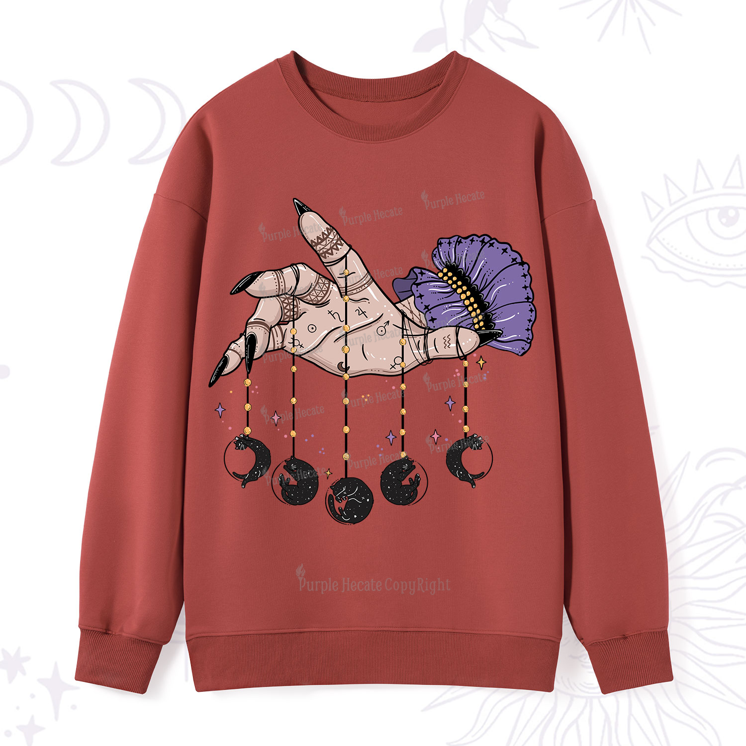 Purplehecate Feline Lunar Phases Sweatshirt