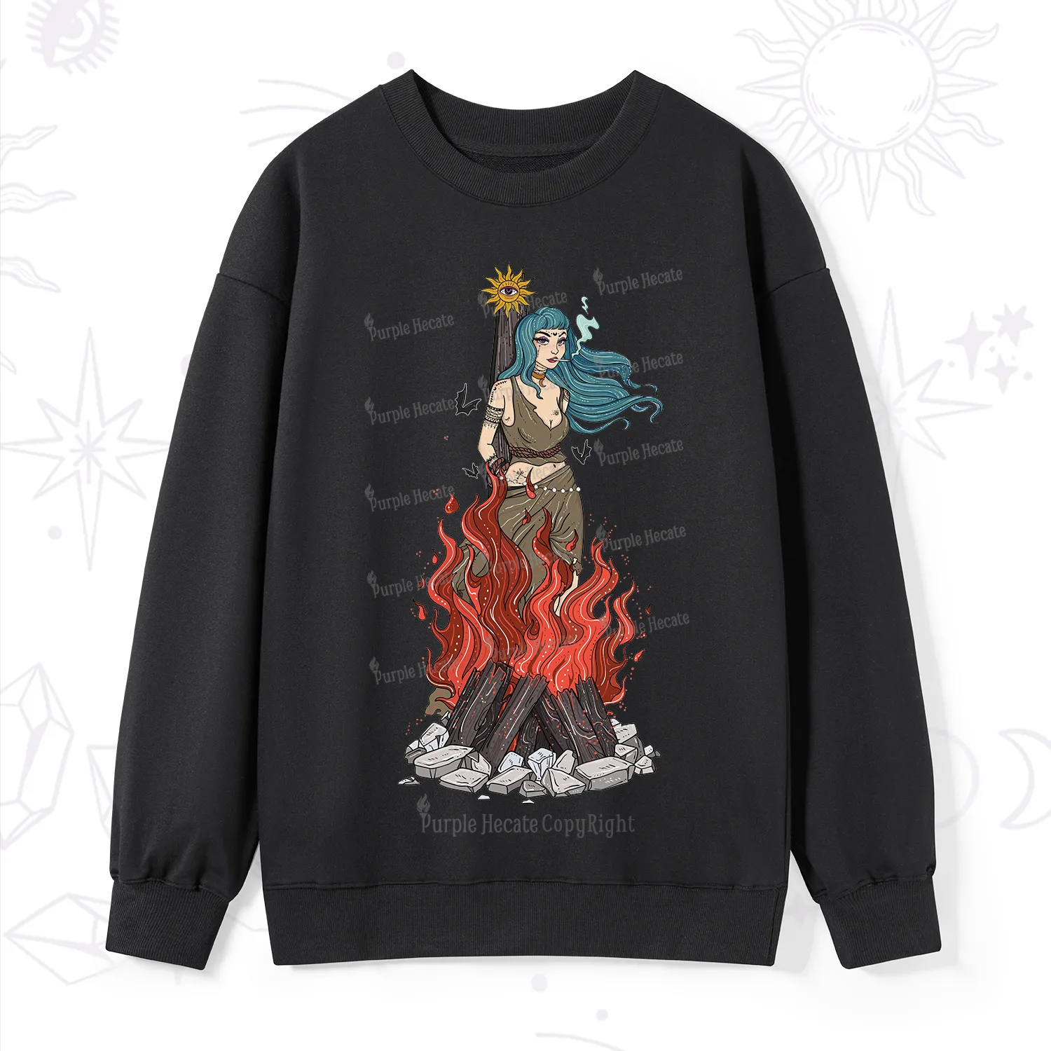 Purplehecate Witchy Woman Burned at the Stake Sweatshirt