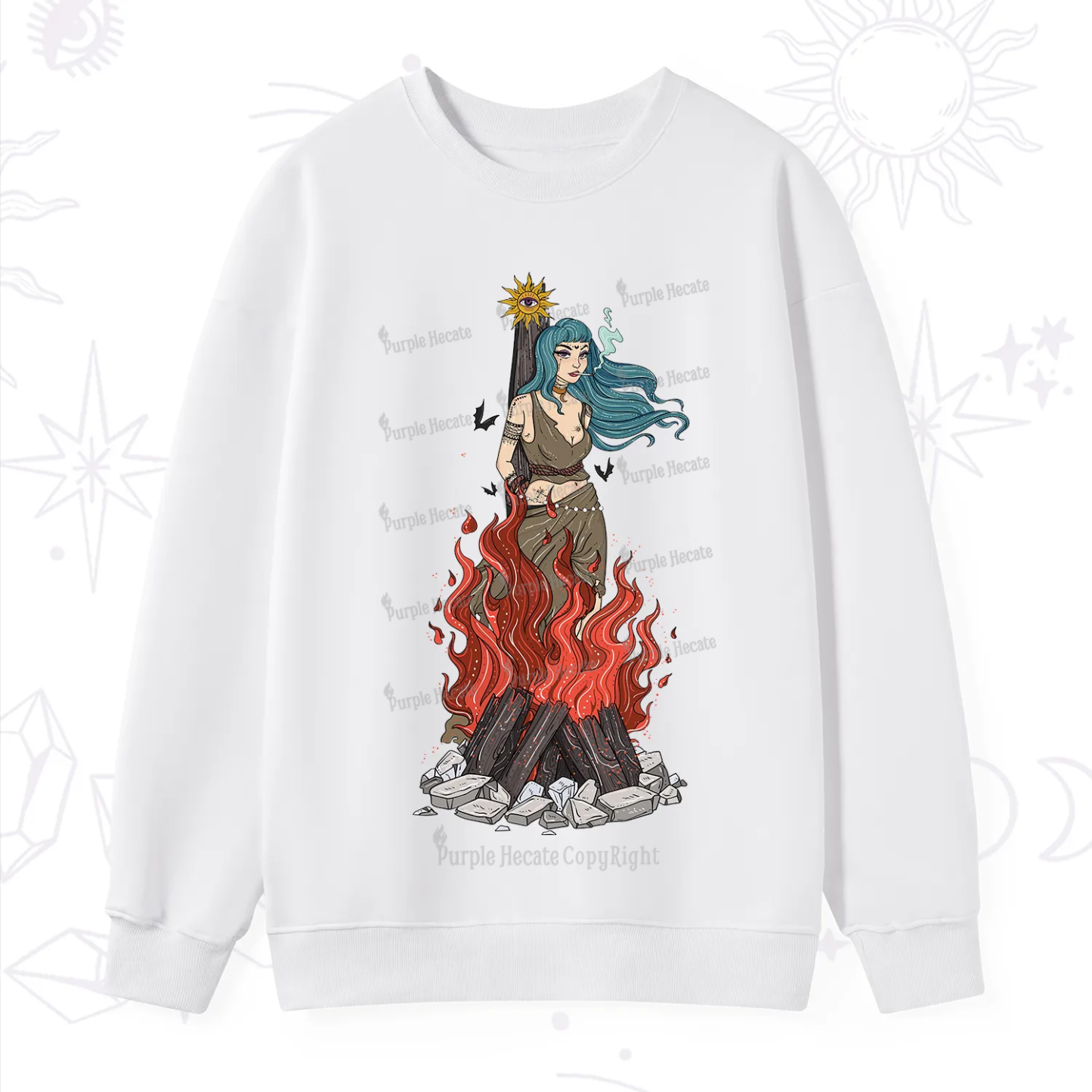 Purplehecate Witchy Woman Burned at the Stake Sweatshirt