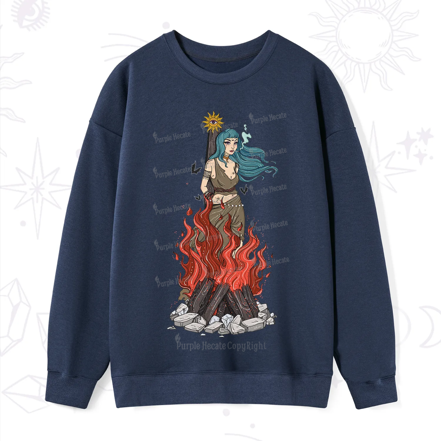 Purplehecate Witchy Woman Burned at the Stake Sweatshirt