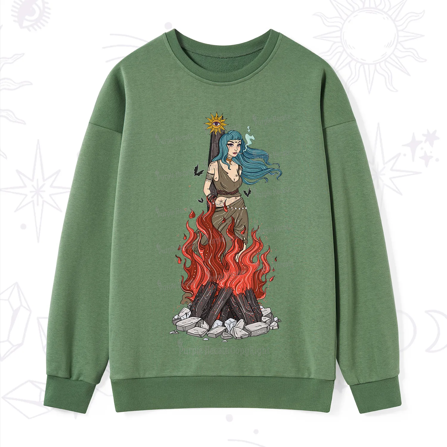Purplehecate Witchy Woman Burned at the Stake Sweatshirt