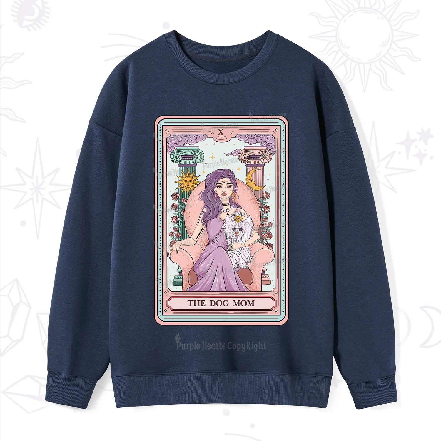 Purplehecate The Cute Dog Mom Tarot Card Sweatshirt