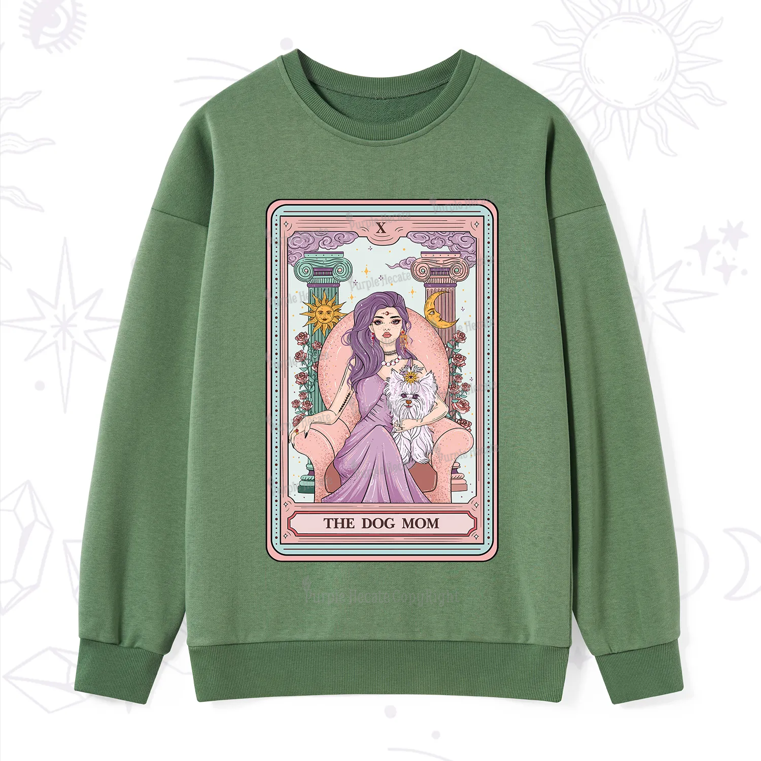 Purplehecate The Cute Dog Mom Tarot Card Sweatshirt