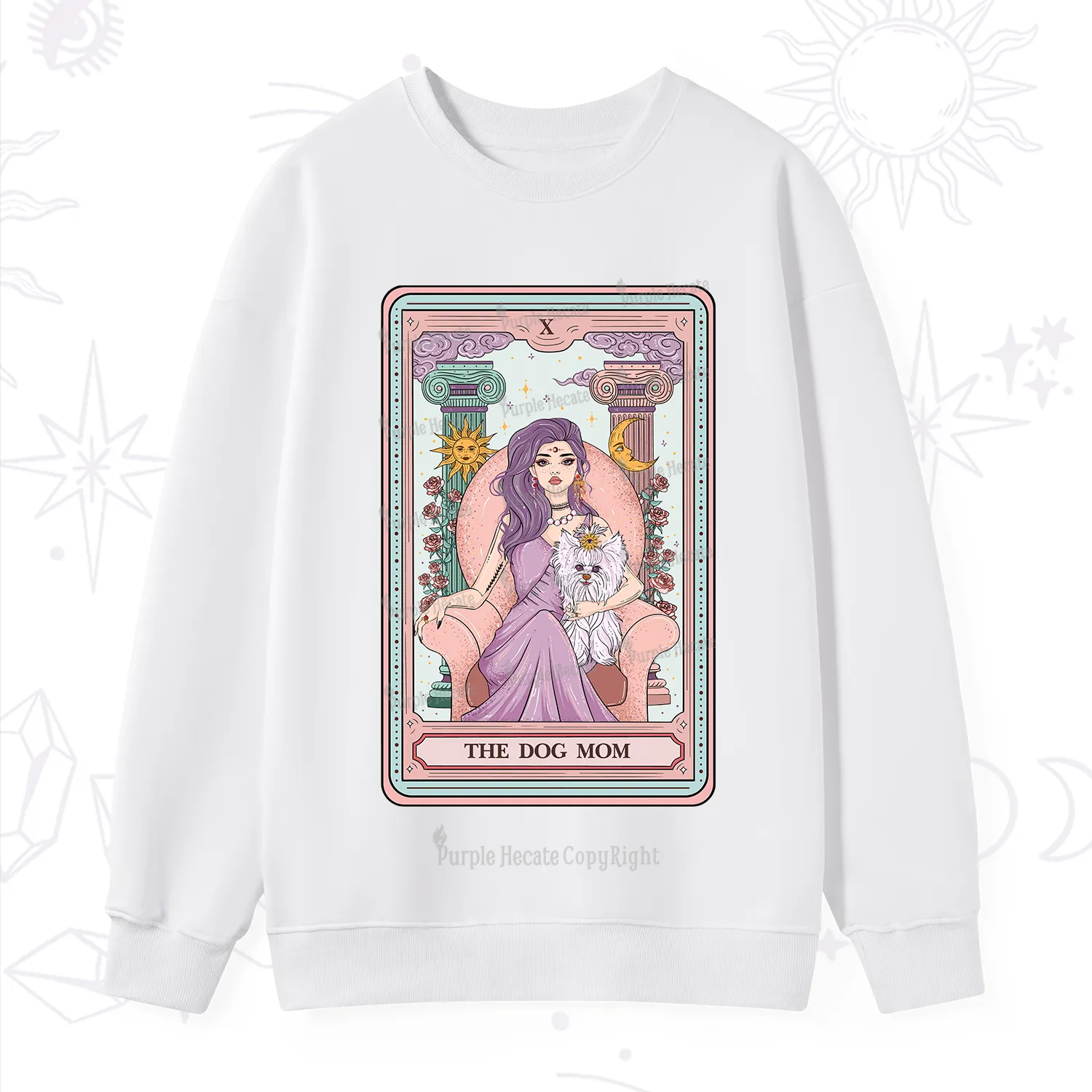 Purplehecate The Cute Dog Mom Tarot Card Sweatshirt