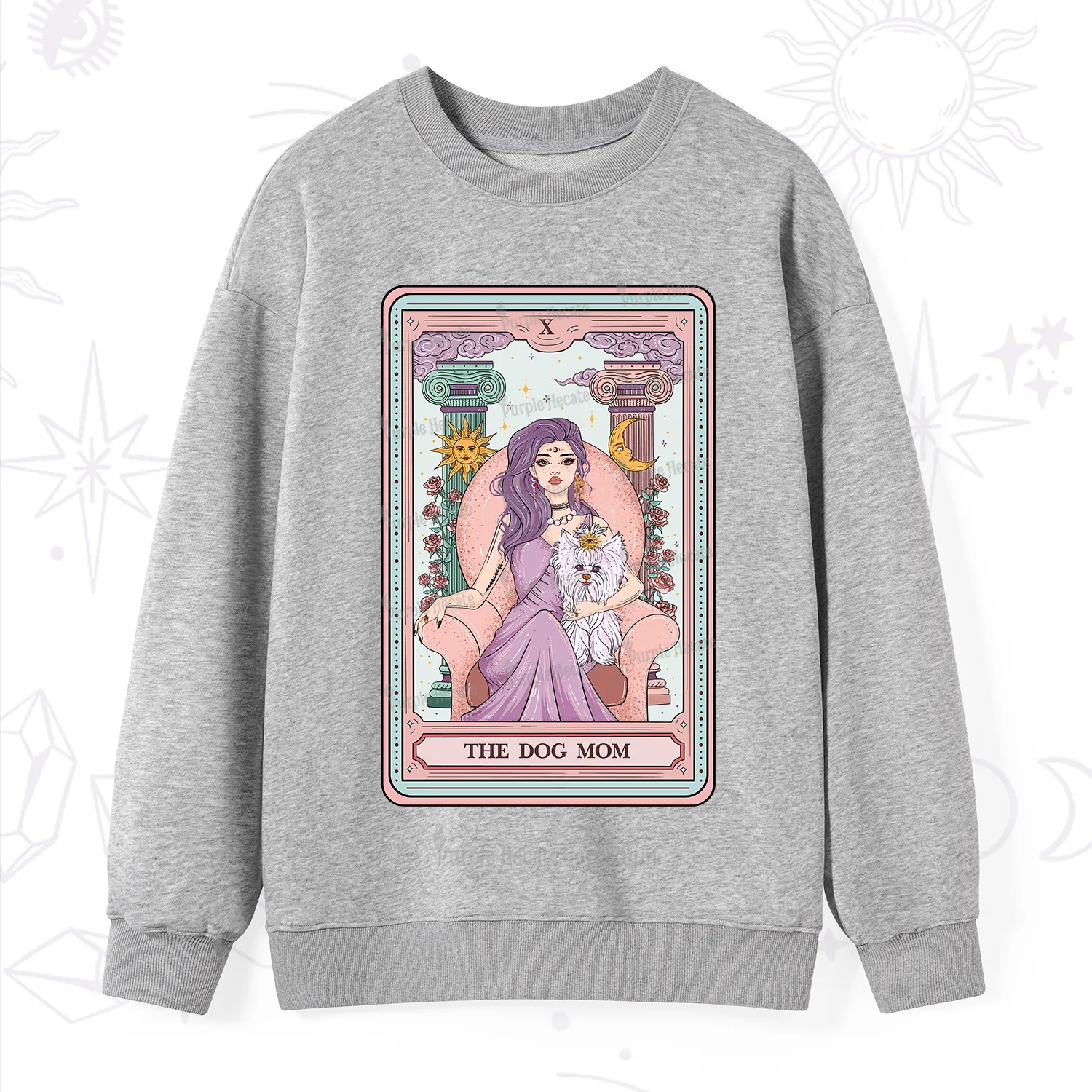 Purplehecate The Cute Dog Mom Tarot Card Sweatshirt