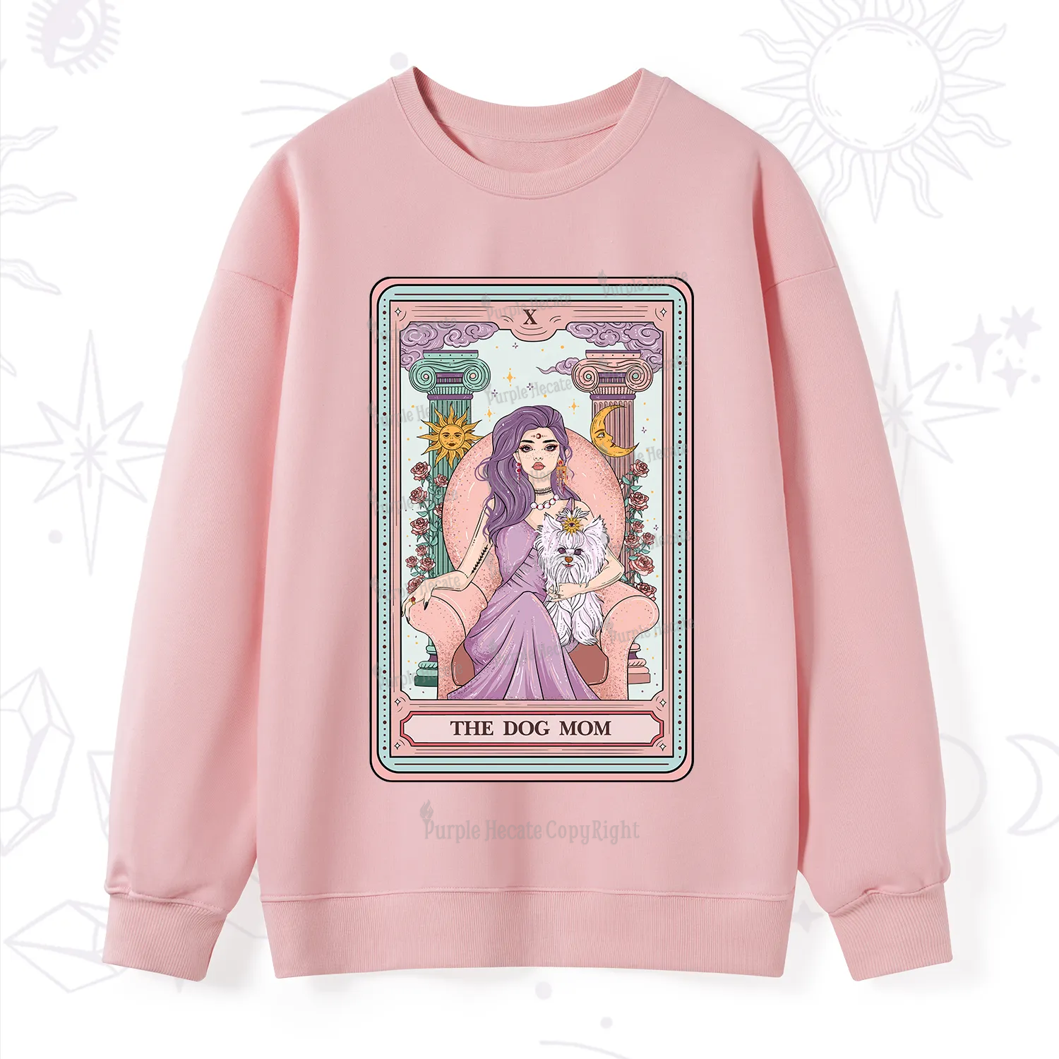Purplehecate The Cute Dog Mom Tarot Card Sweatshirt
