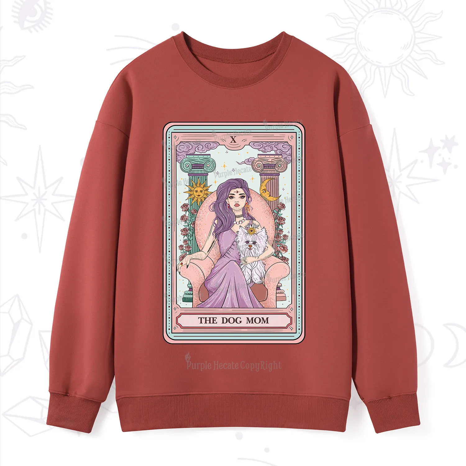 Purplehecate The Cute Dog Mom Tarot Card Sweatshirt