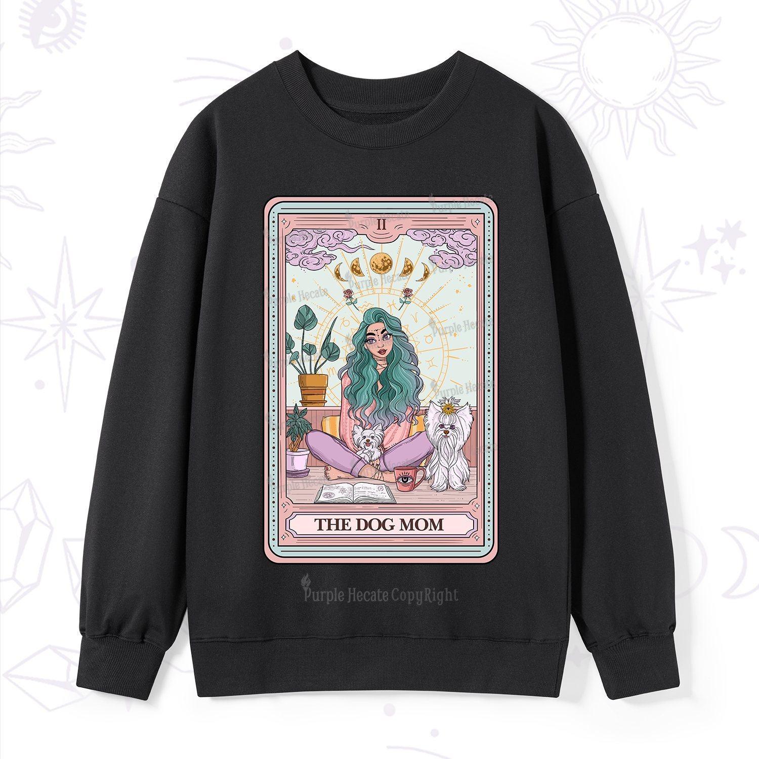 Purplehecate The Divine Dog Mom Tarot Card Sweatshirt