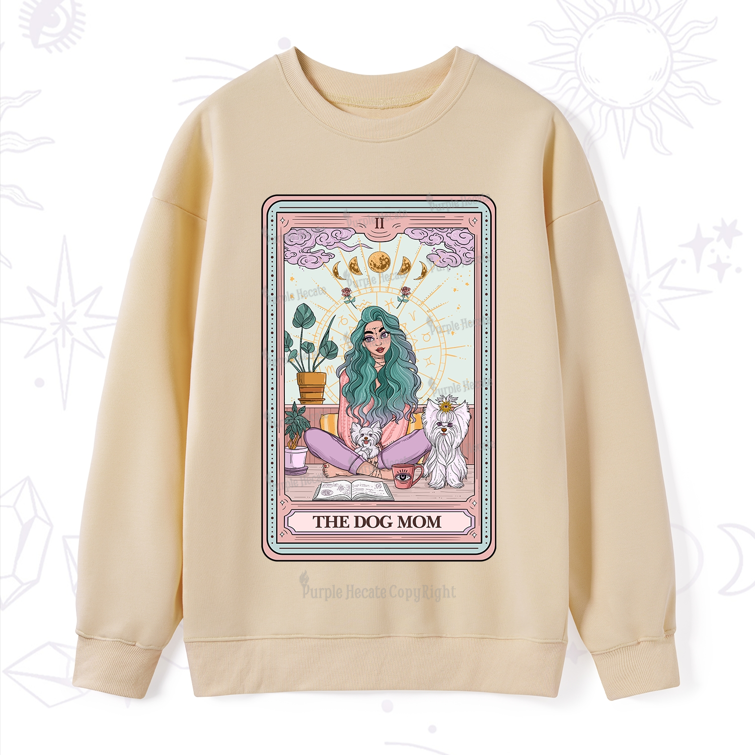 Purplehecate The Divine Dog Mom Tarot Card Sweatshirt