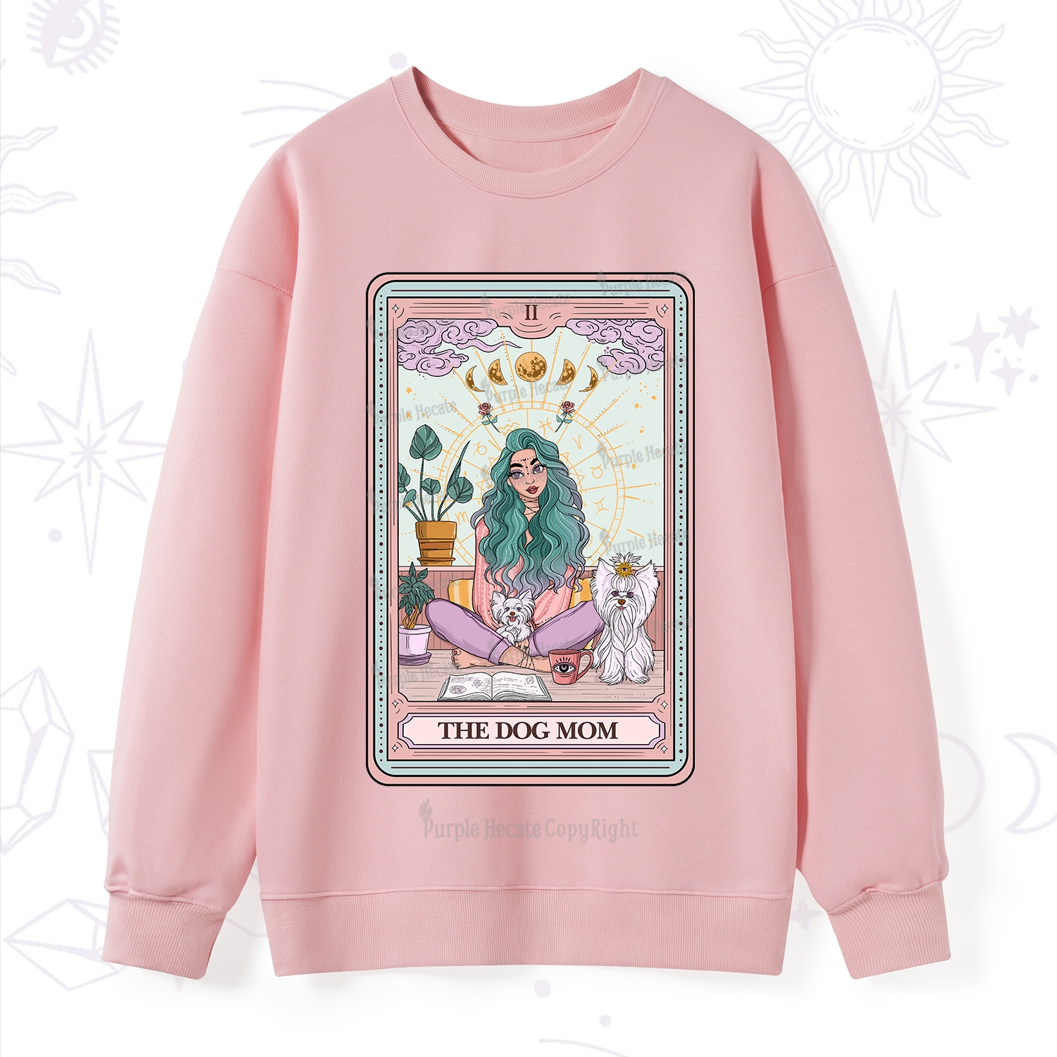 Purplehecate The Divine Dog Mom Tarot Card Sweatshirt
