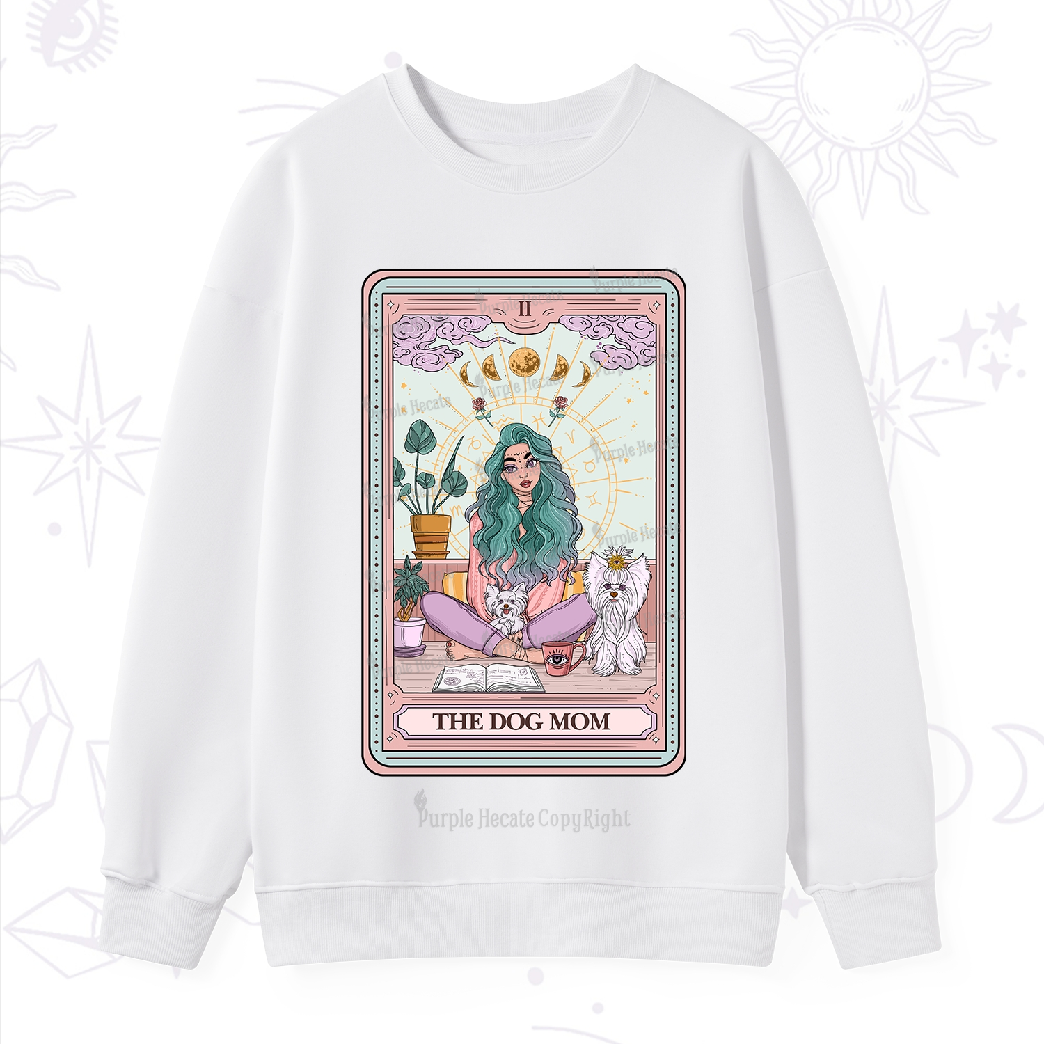 Purplehecate The Divine Dog Mom Tarot Card Sweatshirt