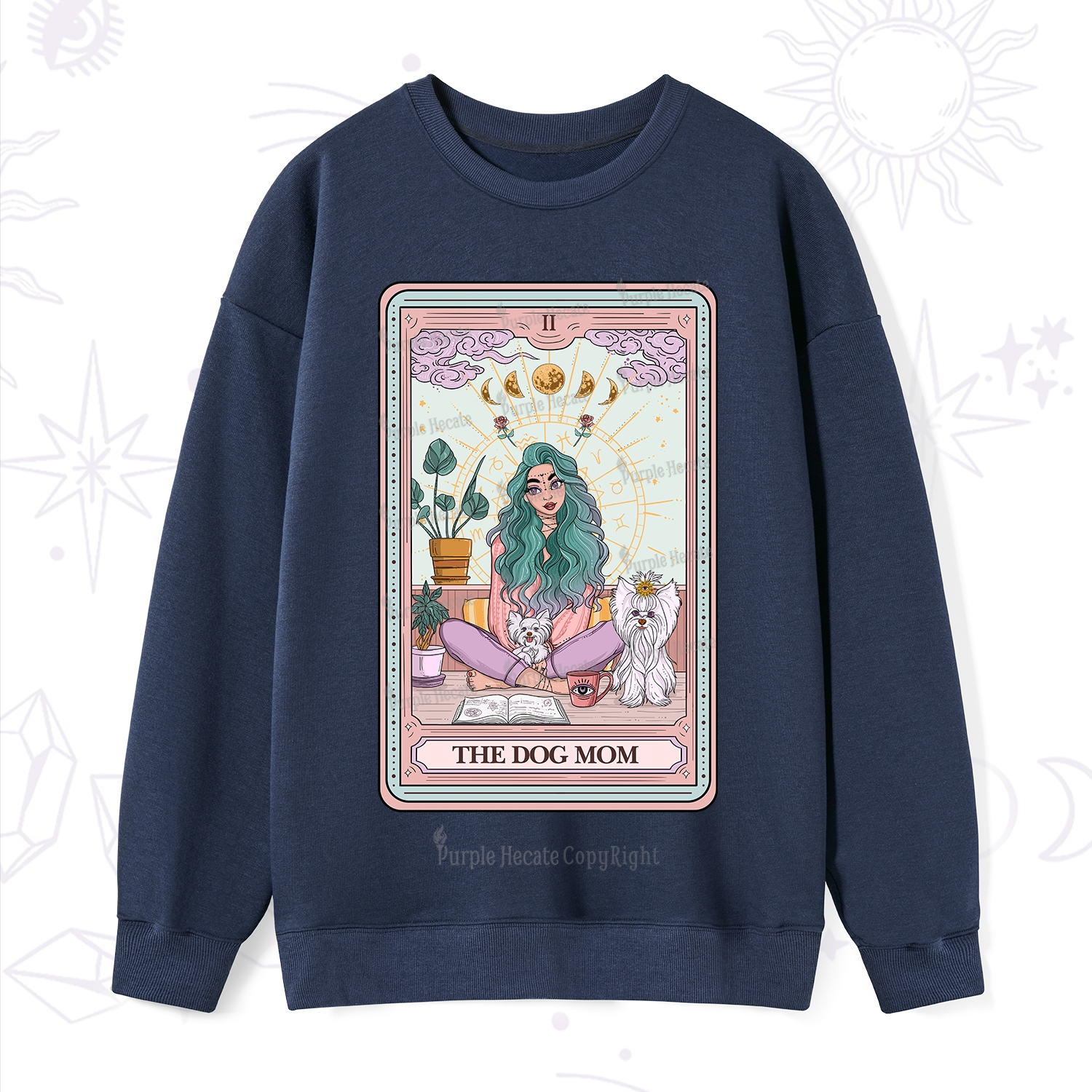 Purplehecate The Divine Dog Mom Tarot Card Sweatshirt