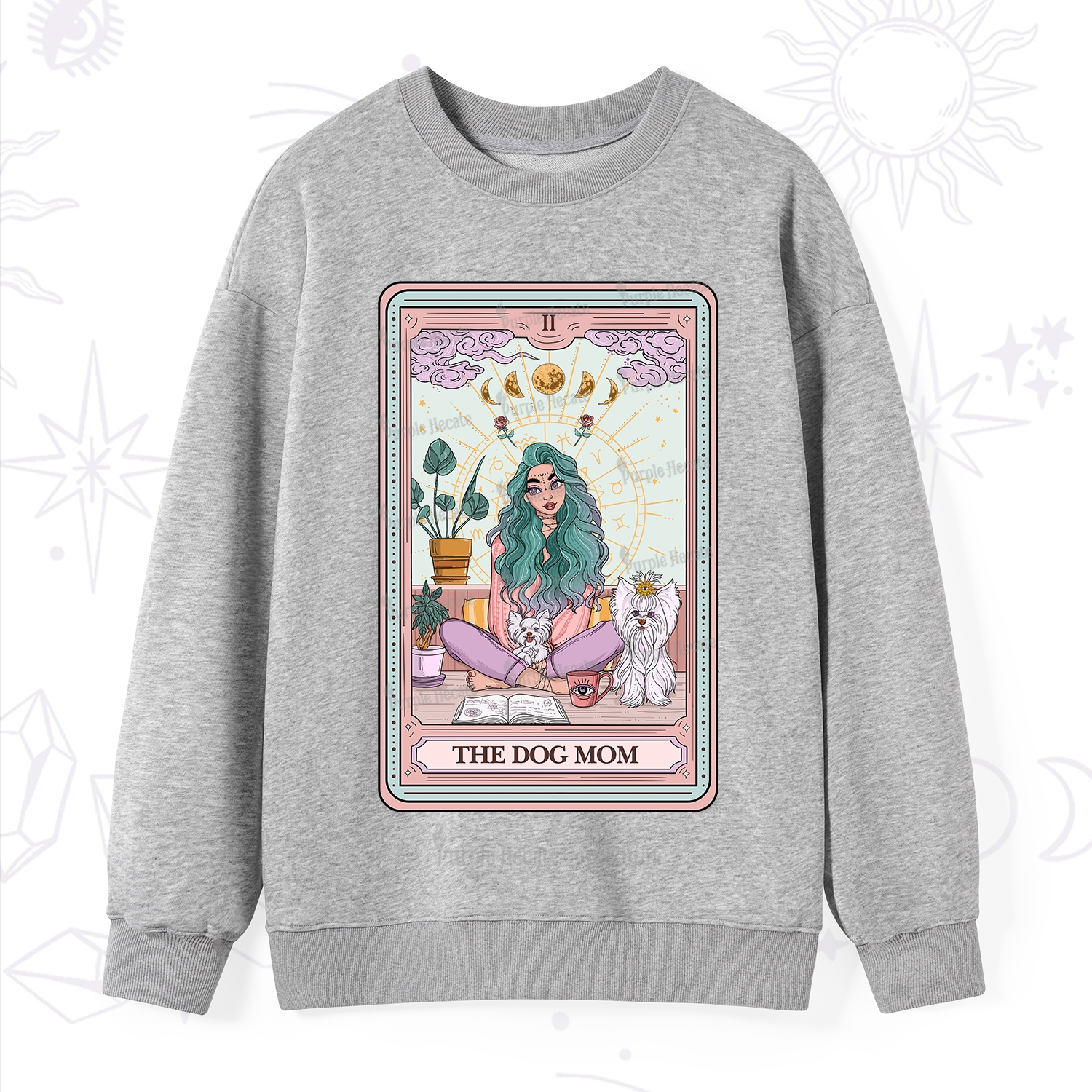 Purplehecate The Divine Dog Mom Tarot Card Sweatshirt