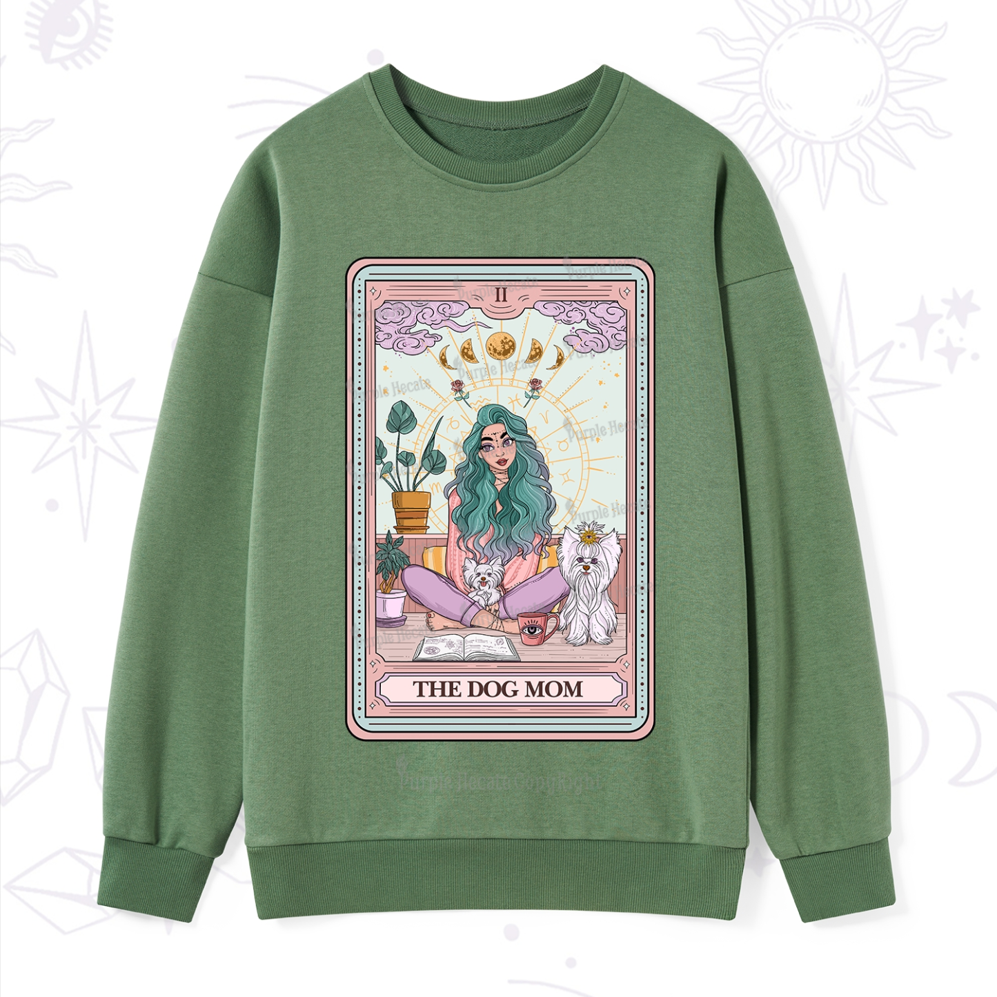 Purplehecate The Divine Dog Mom Tarot Card Sweatshirt