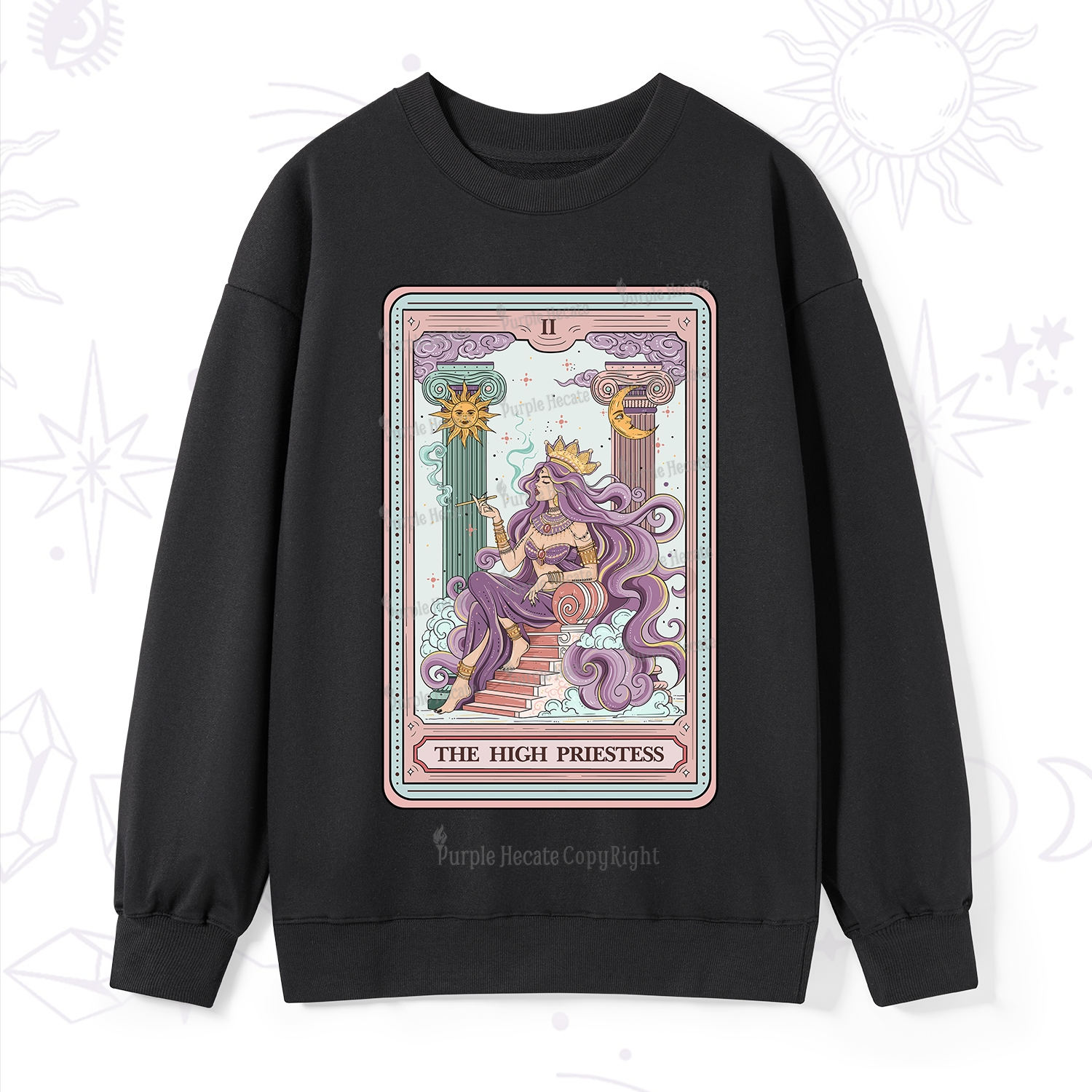 Purplehecate The Goddess High Priestess Tarot Card Sweatshirt