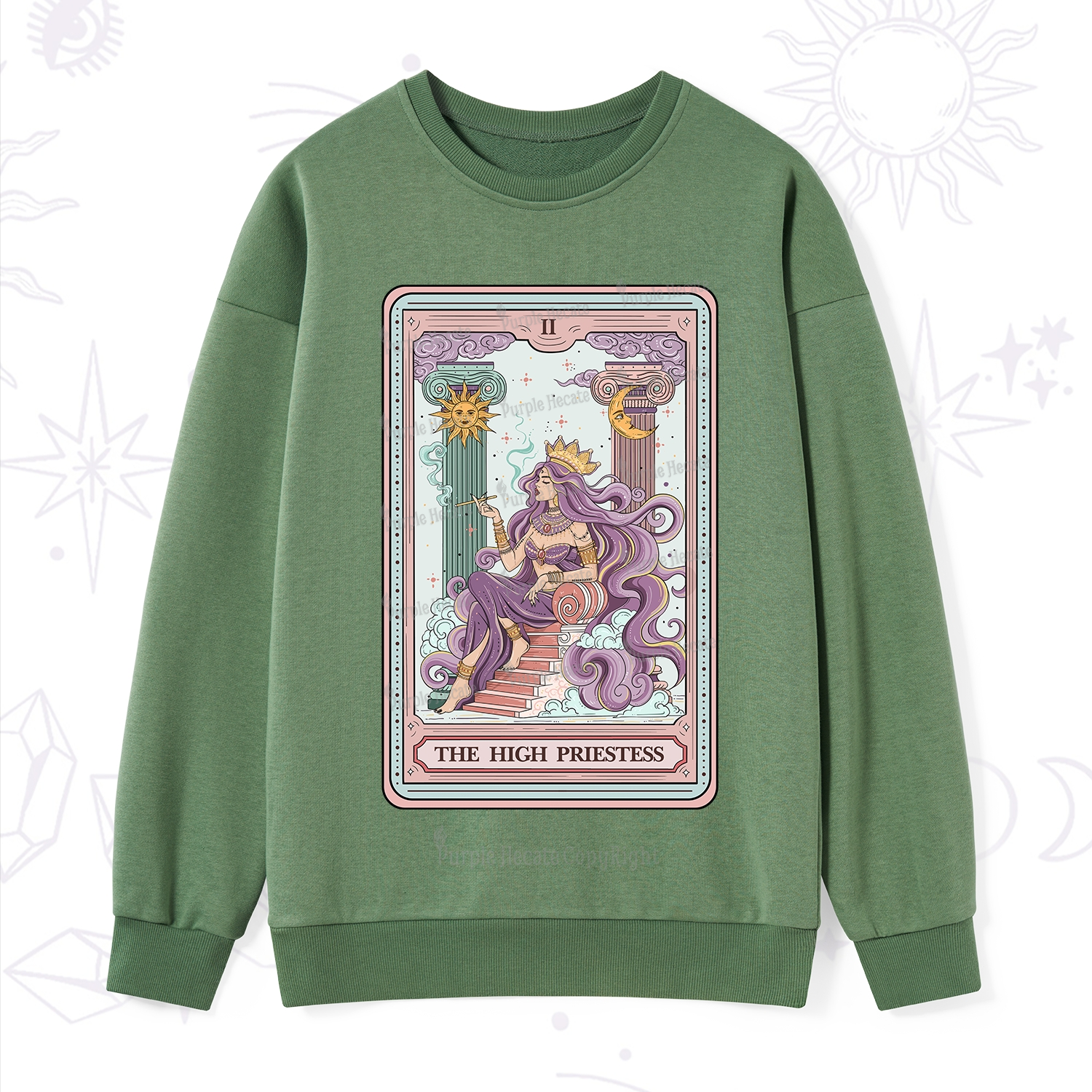 Purplehecate The Goddess High Priestess Tarot Card Sweatshirt