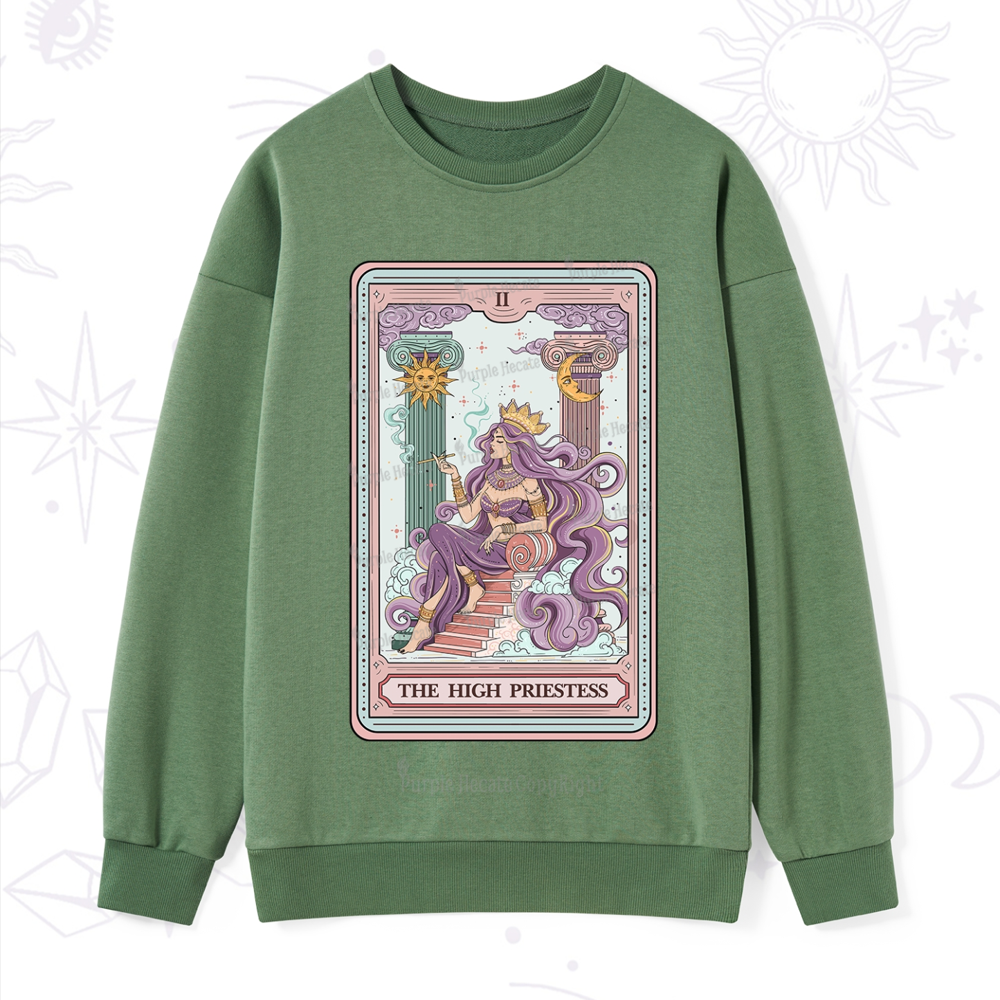 Purplehecate The Goddess High Priestess Tarot Card Sweatshirt