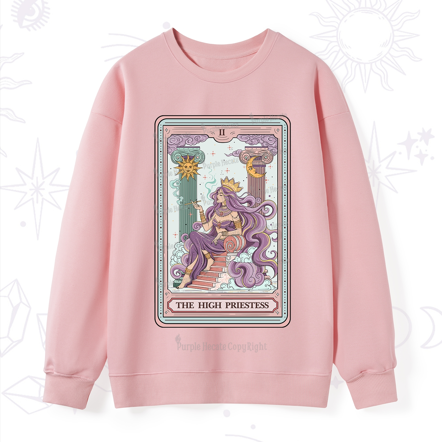 Purplehecate The Goddess High Priestess Tarot Card Sweatshirt