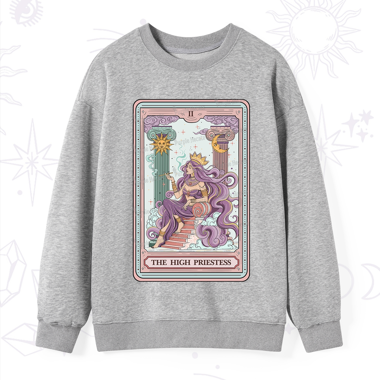Purplehecate The Goddess High Priestess Tarot Card Sweatshirt