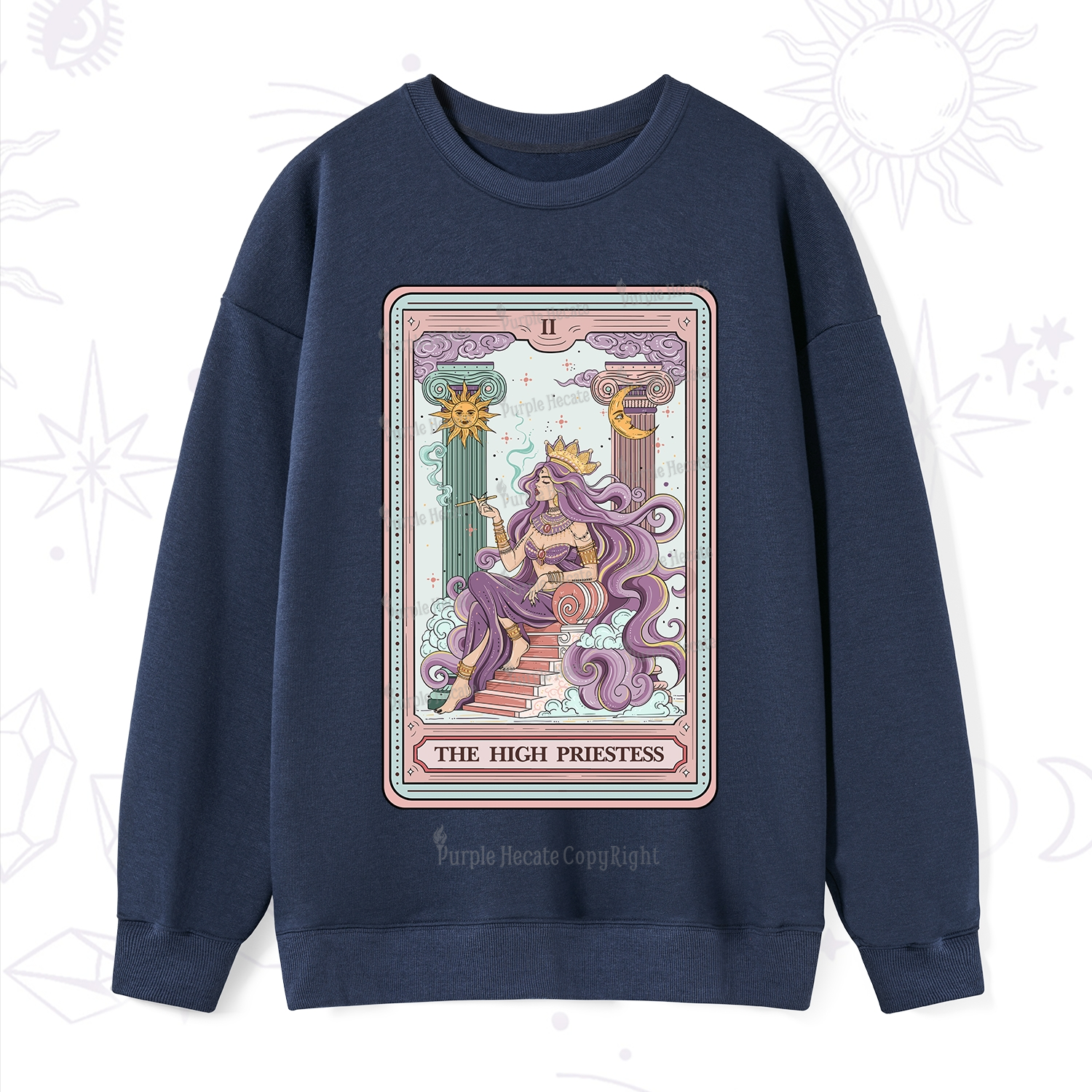 Purplehecate The Goddess High Priestess Tarot Card Sweatshirt
