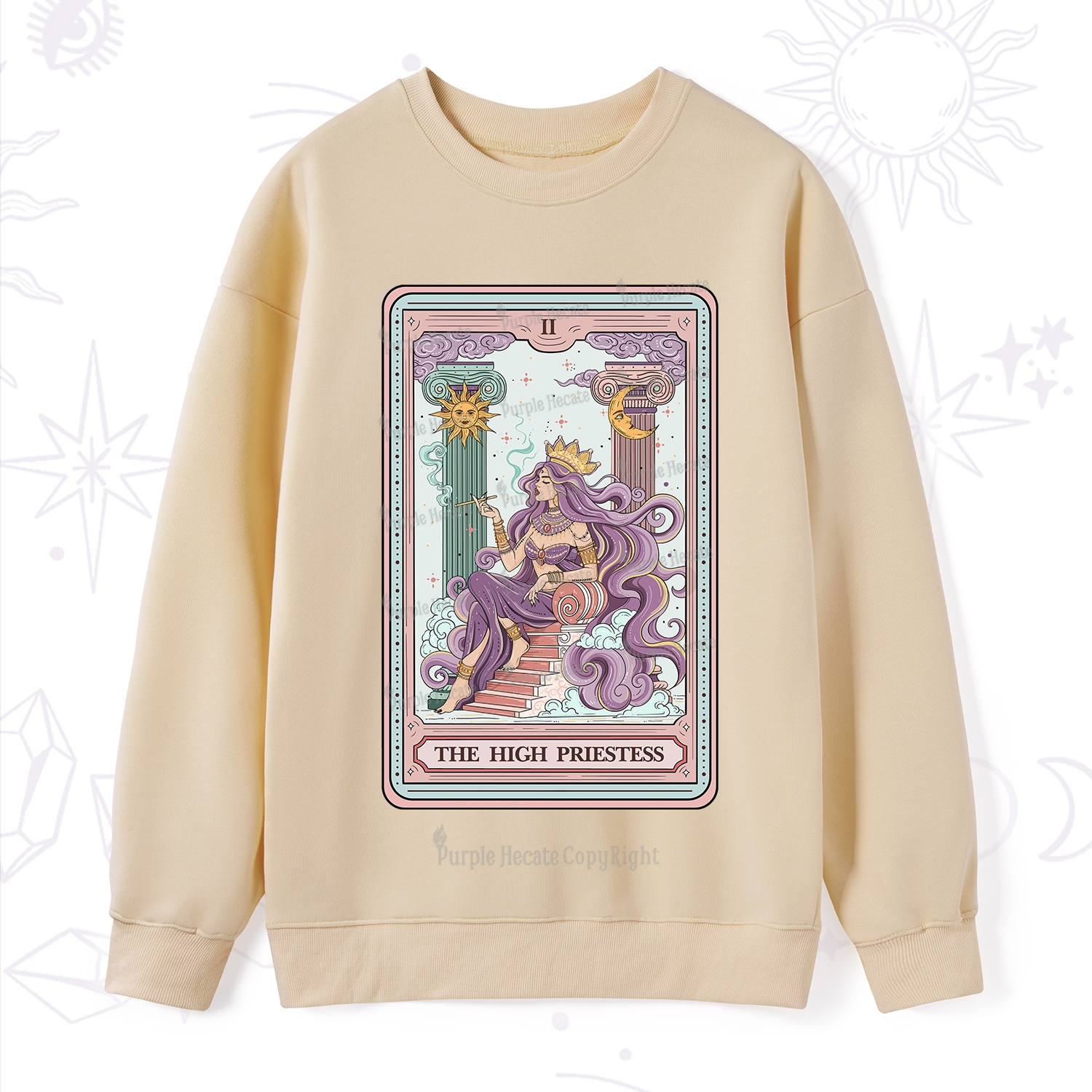 Purplehecate The Goddess High Priestess Tarot Card Sweatshirt