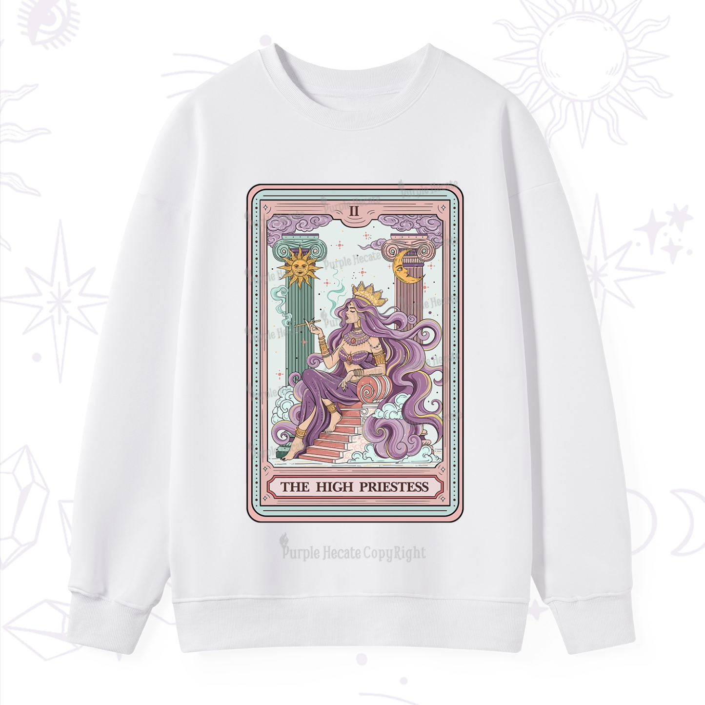 Purplehecate The Goddess High Priestess Tarot Card Sweatshirt