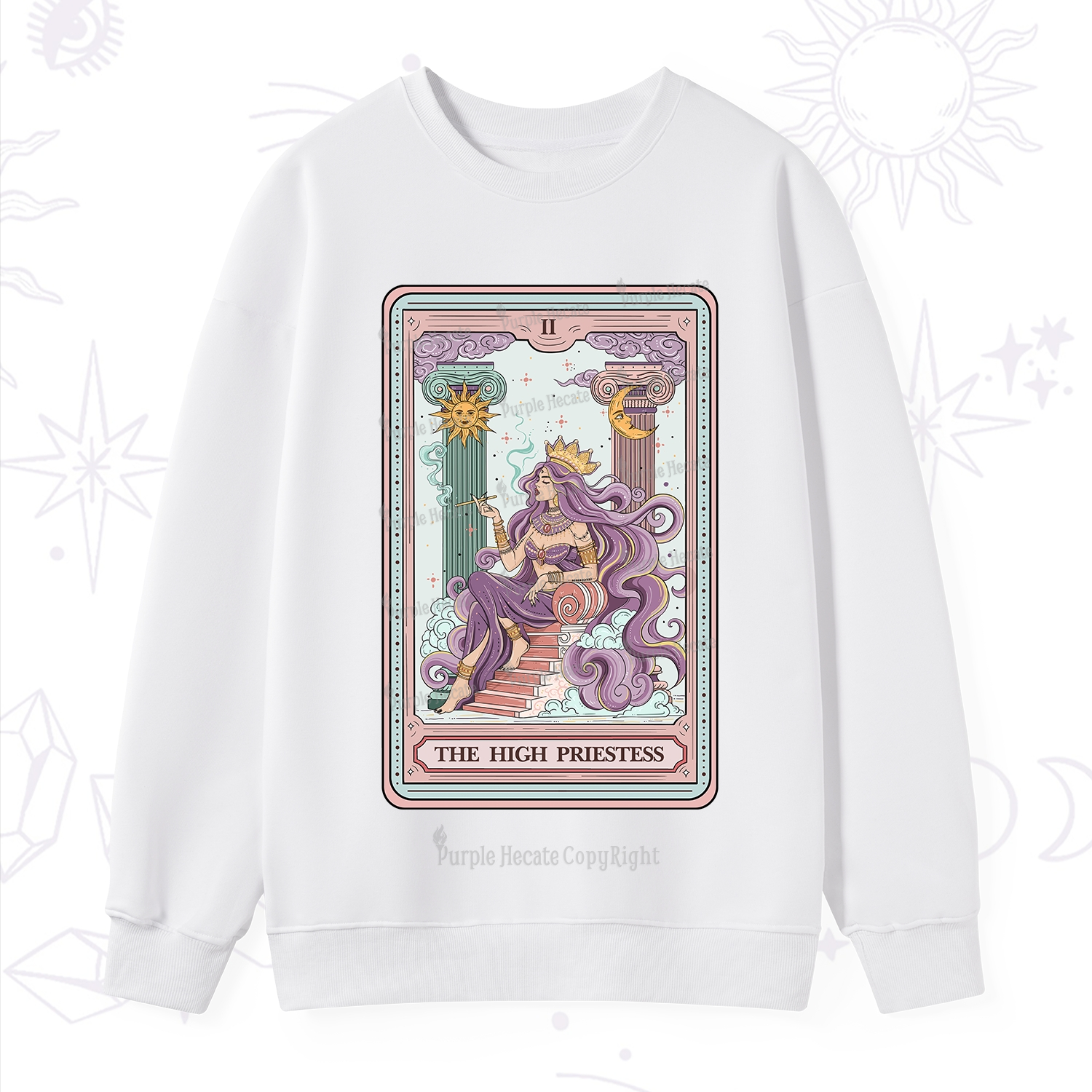 Purplehecate The Goddess High Priestess Tarot Card Sweatshirt
