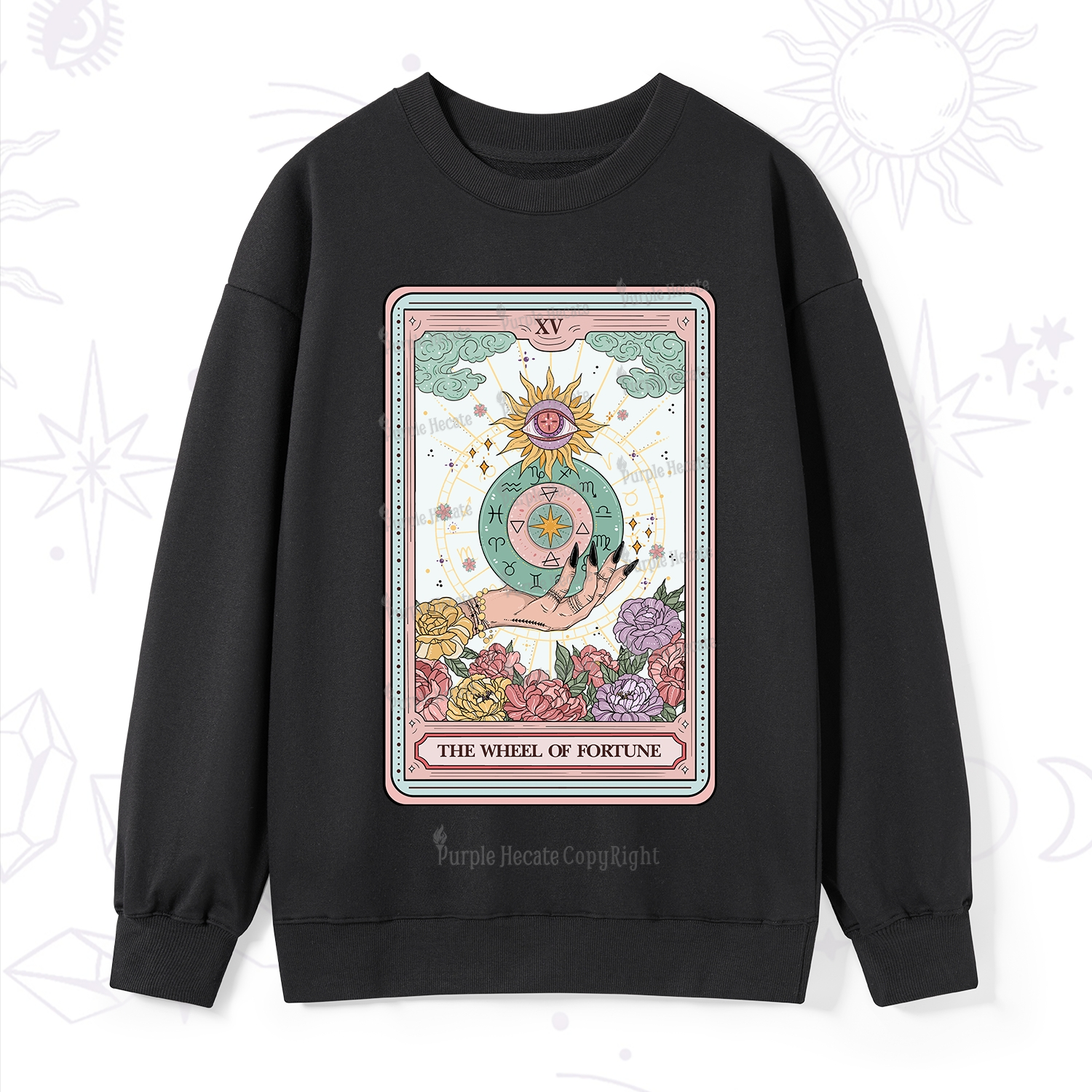 Purplehecate The Wheel of Fortune Tarot Card Sweatshirt