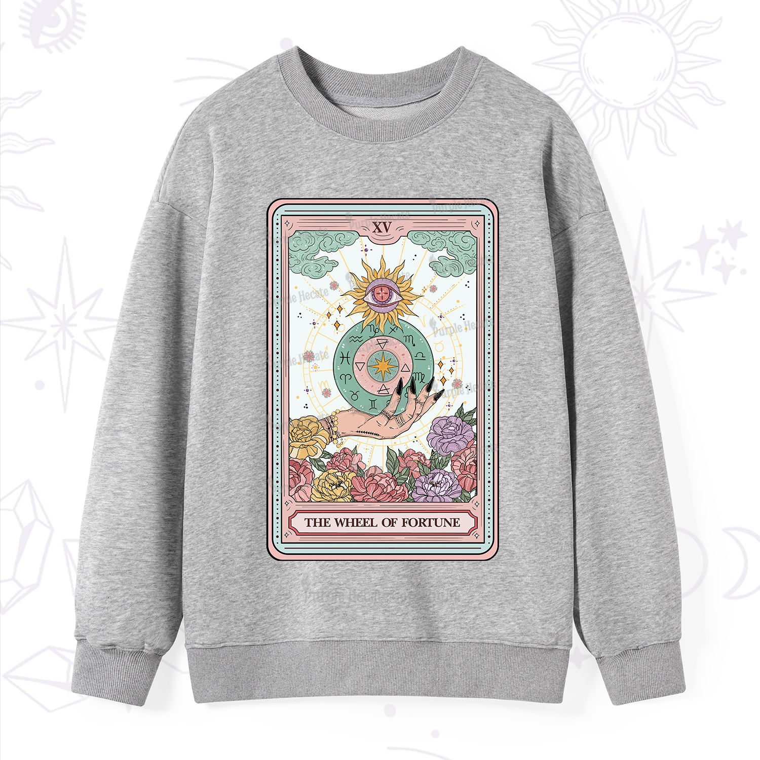 Purplehecate The Wheel of Fortune Tarot Card Sweatshirt