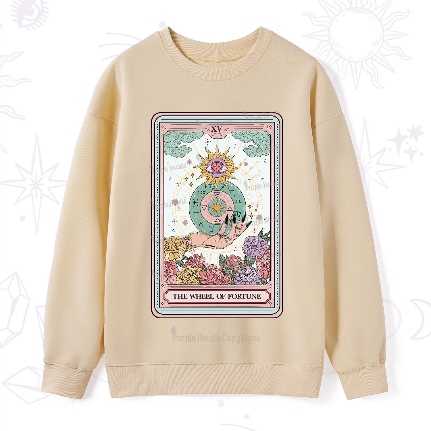 Purplehecate The Wheel of Fortune Tarot Card Sweatshirt