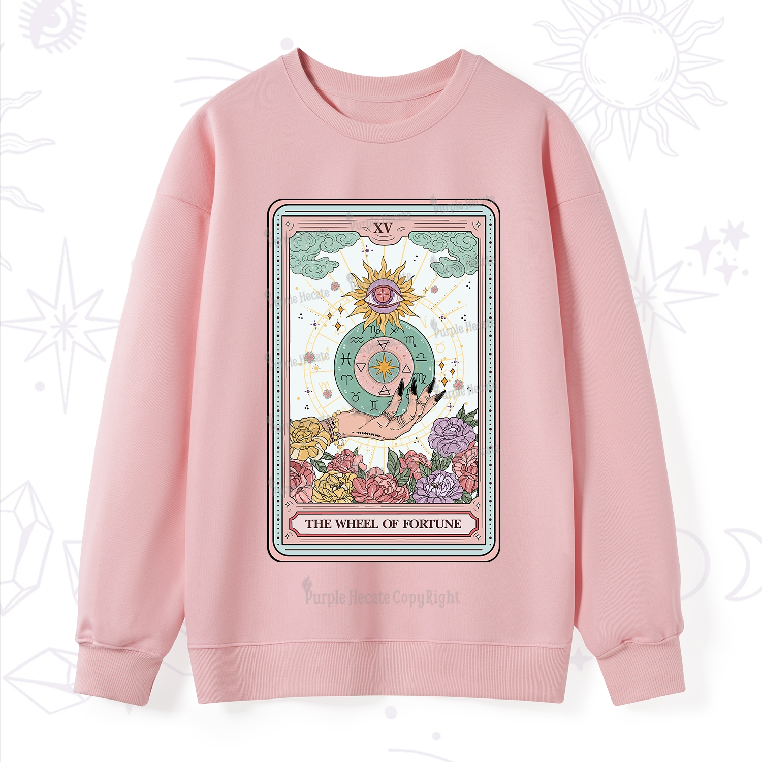 Purplehecate The Wheel of Fortune Tarot Card Sweatshirt