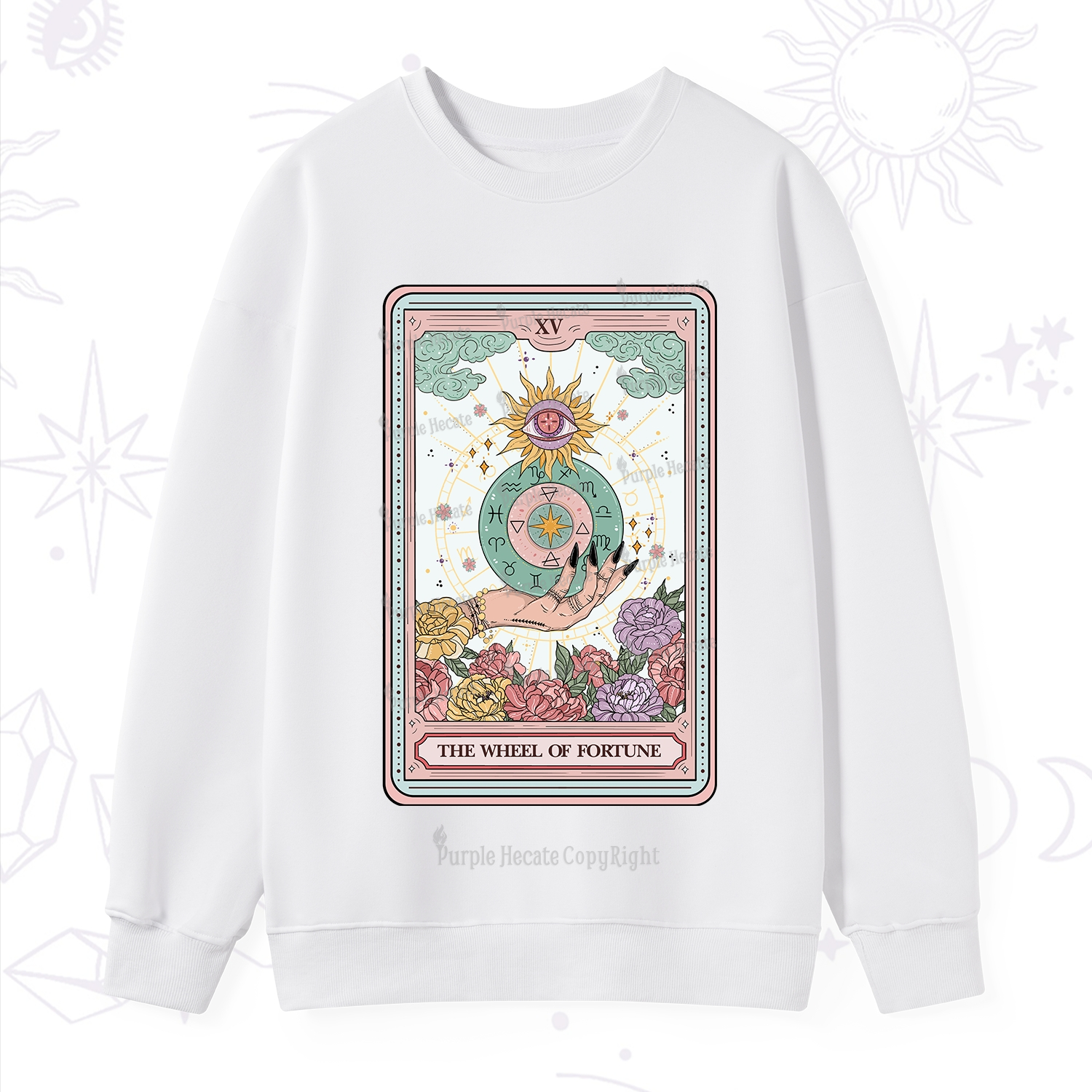 Purplehecate The Wheel of Fortune Tarot Card Sweatshirt