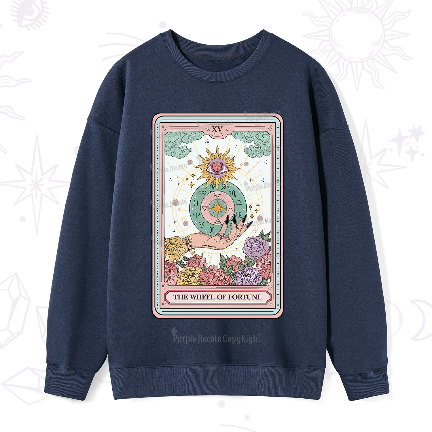 Purplehecate The Wheel of Fortune Tarot Card Sweatshirt