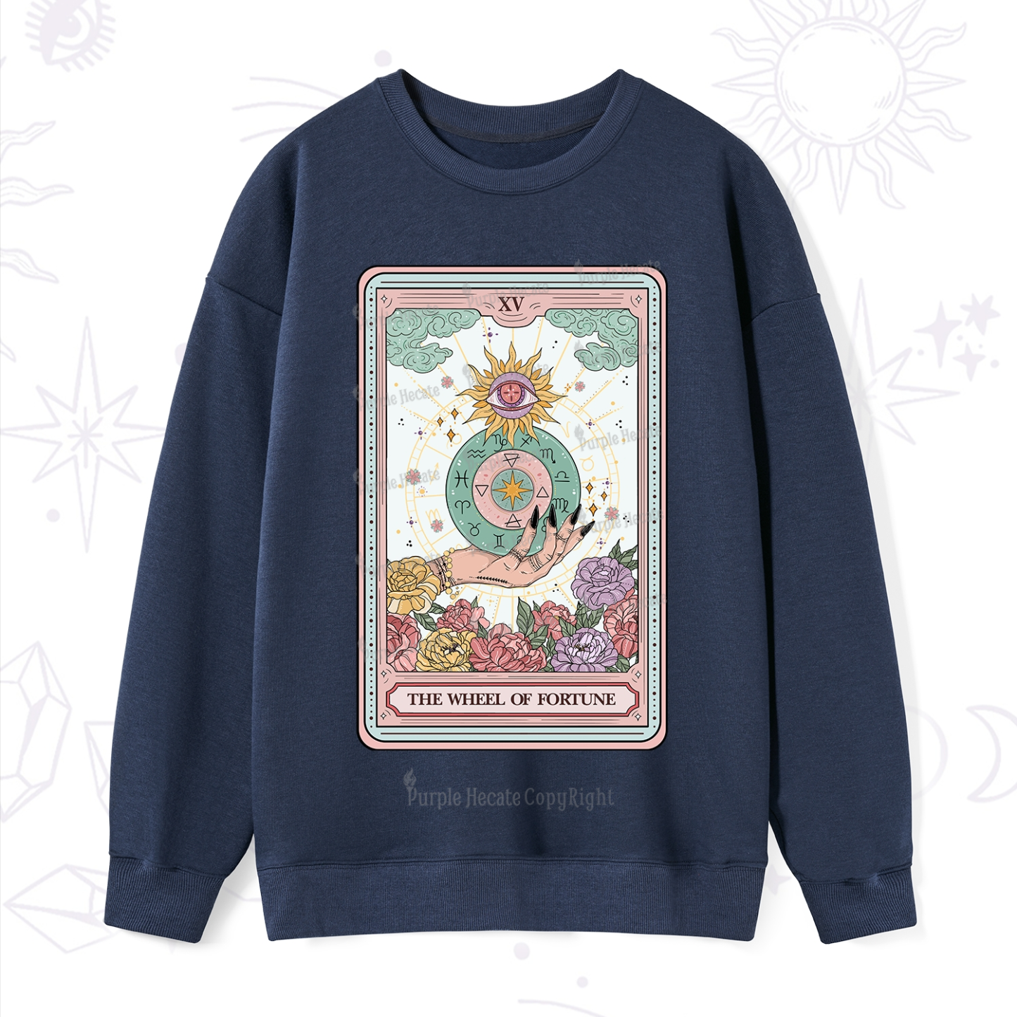 Purplehecate The Wheel of Fortune Tarot Card Sweatshirt