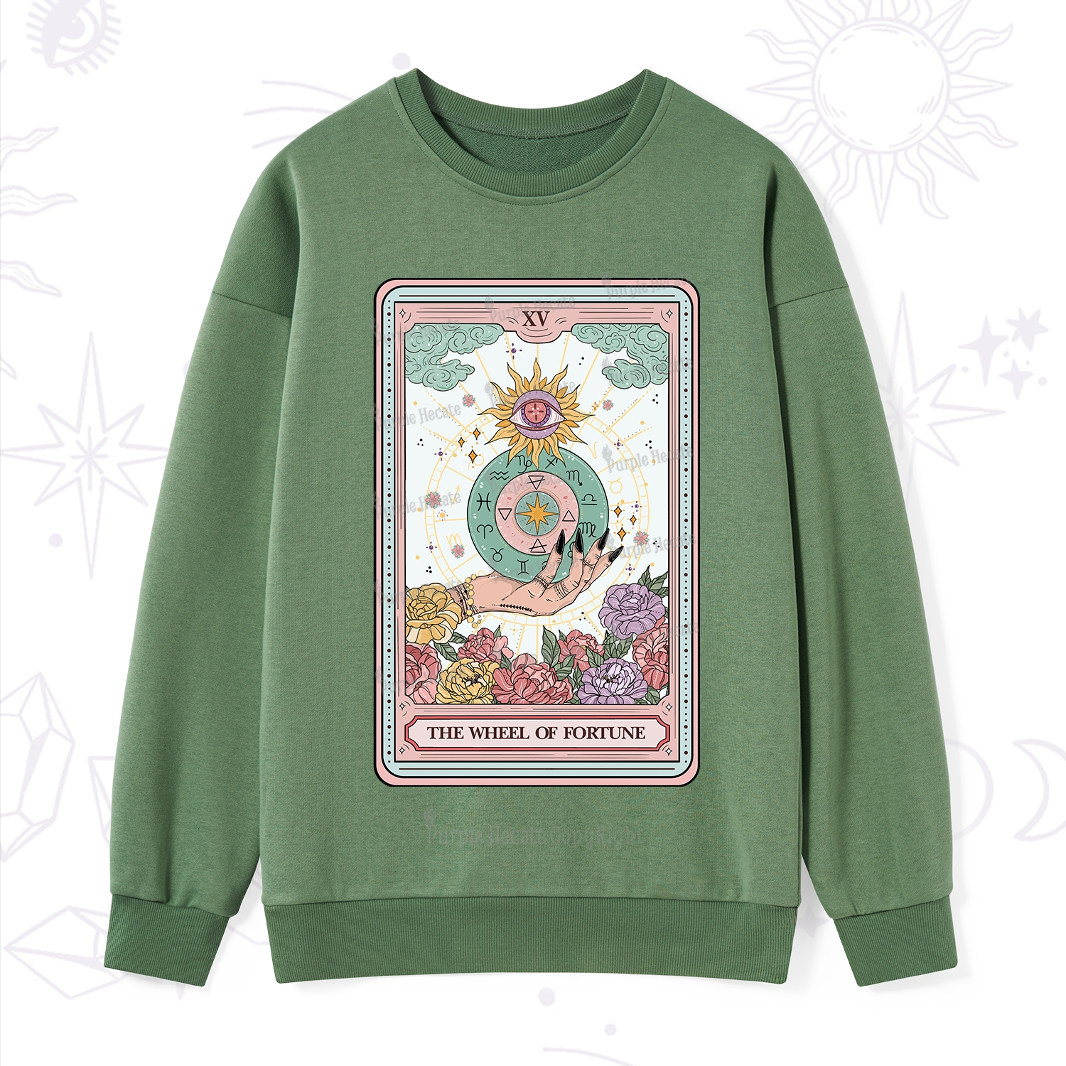 Purplehecate The Wheel of Fortune Tarot Card Sweatshirt