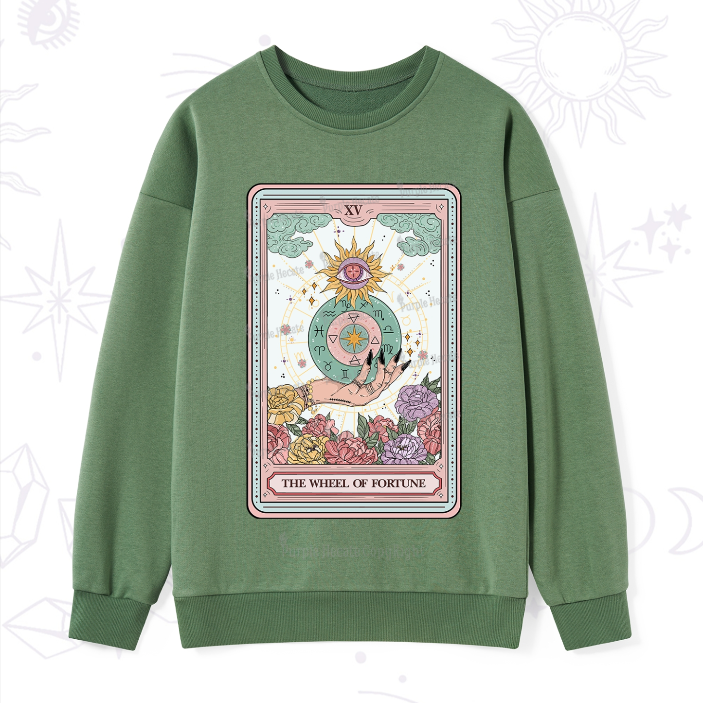 Purplehecate The Wheel of Fortune Tarot Card Sweatshirt