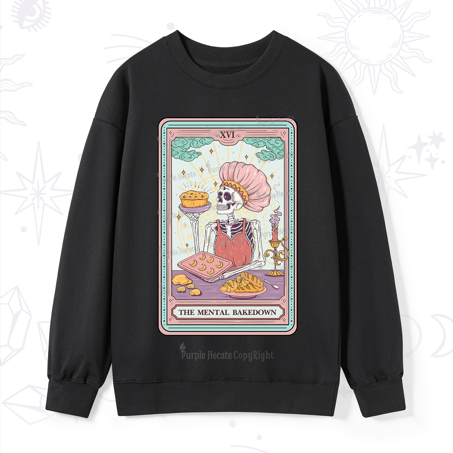 Purplehecate The Mental Bake Down Skeleton Tarot Card Sweatshirt