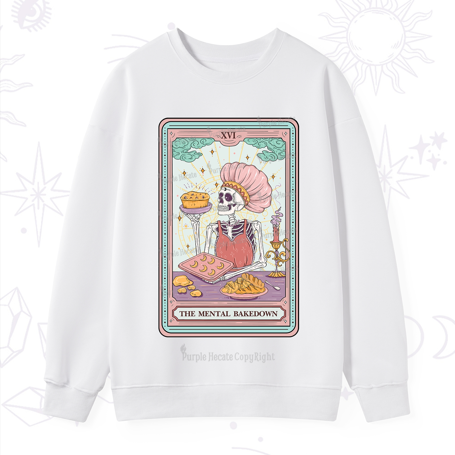Purplehecate The Mental Bake Down Skeleton Tarot Card Sweatshirt