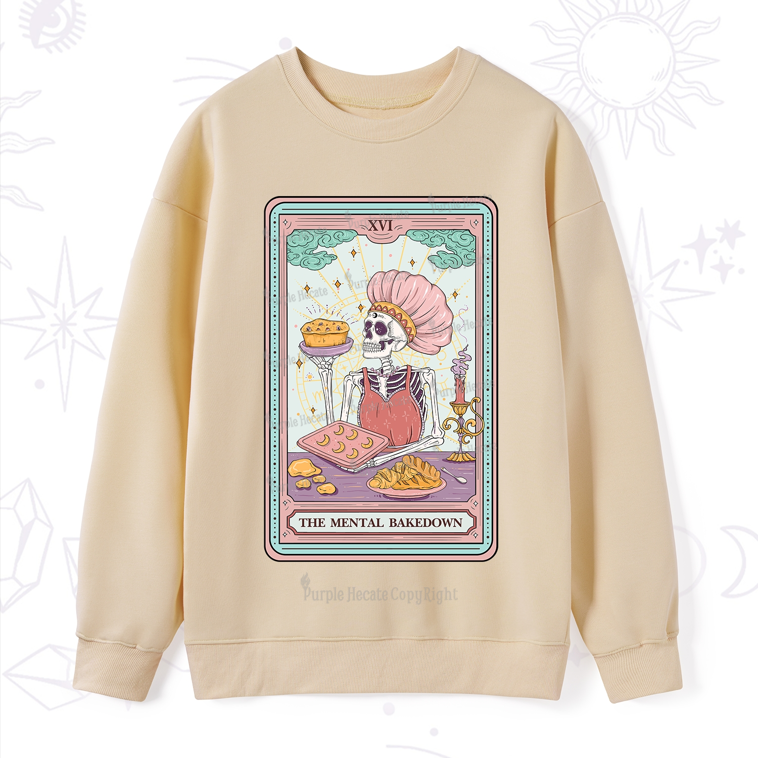 Purplehecate The Mental Bake Down Skeleton Tarot Card Sweatshirt