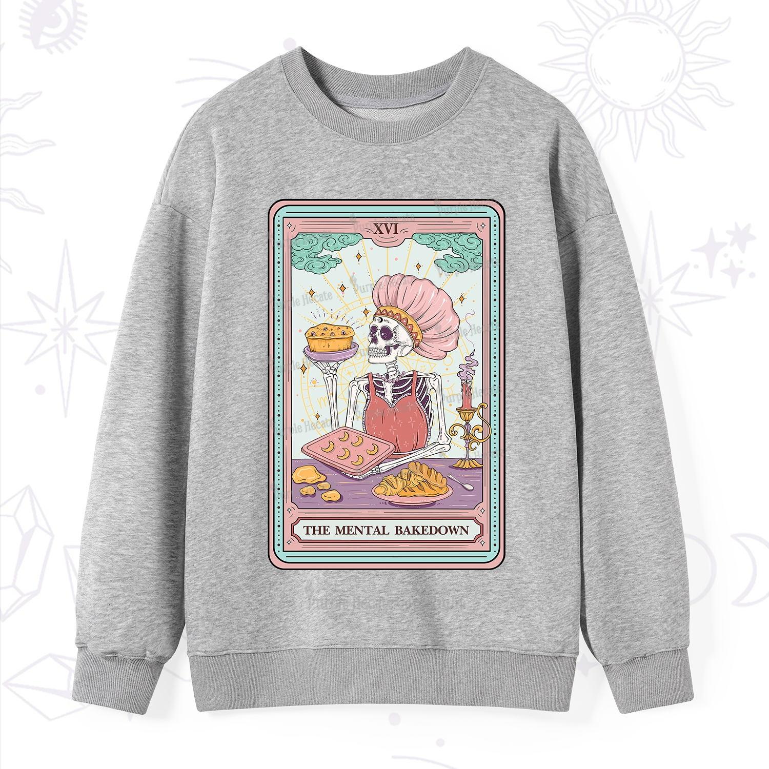 Purplehecate The Mental Bake Down Skeleton Tarot Card Sweatshirt