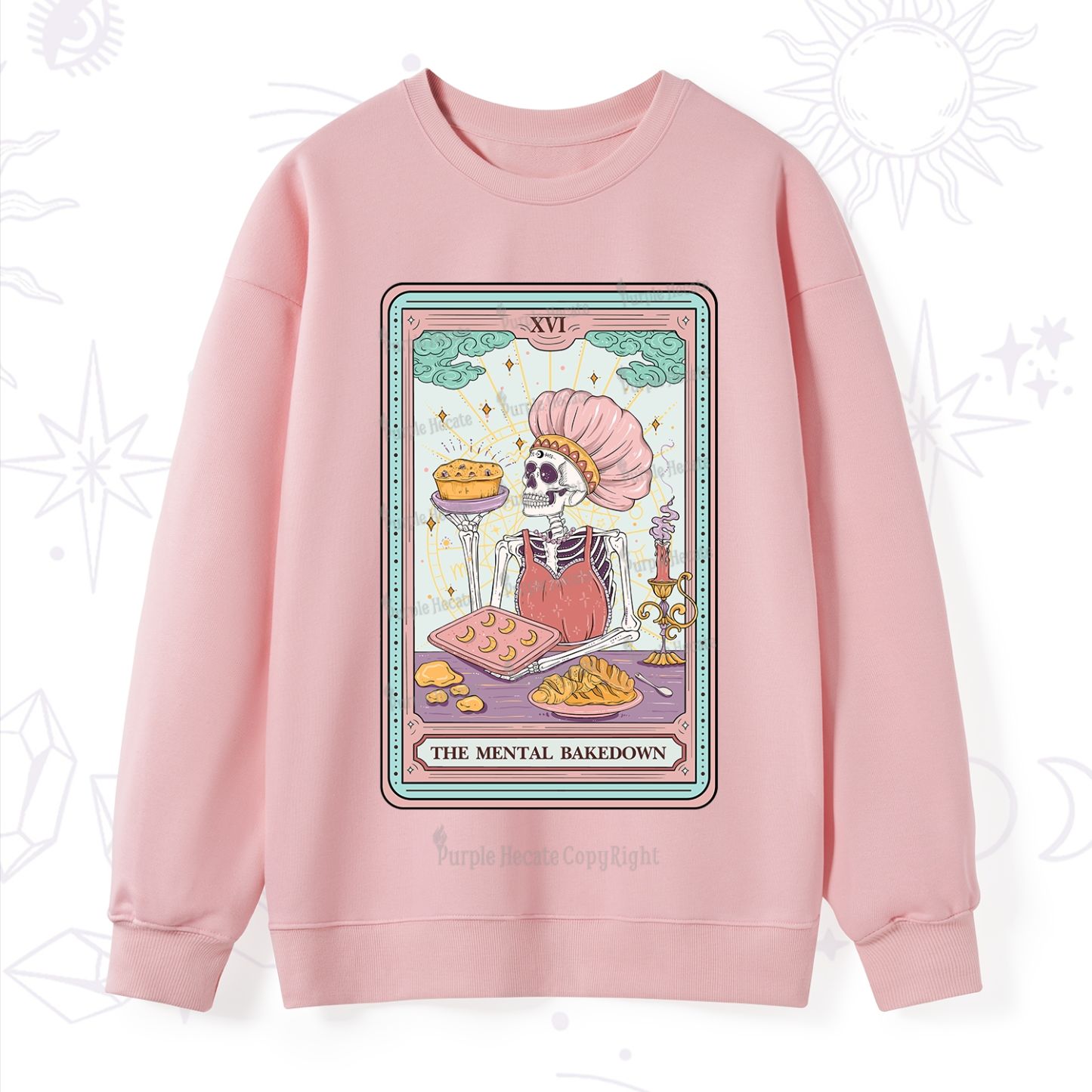 Purplehecate The Mental Bake Down Skeleton Tarot Card Sweatshirt