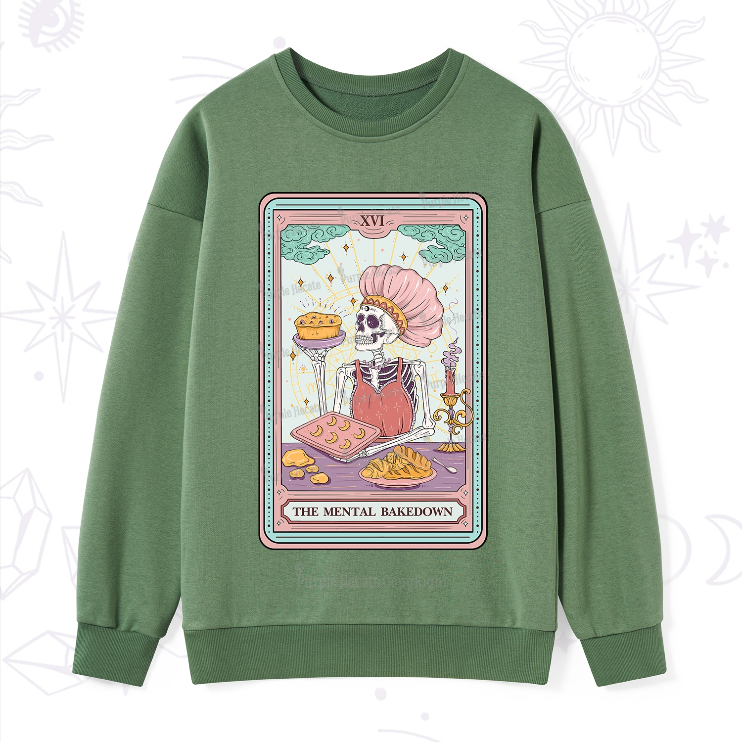 Purplehecate The Mental Bake Down Skeleton Tarot Card Sweatshirt