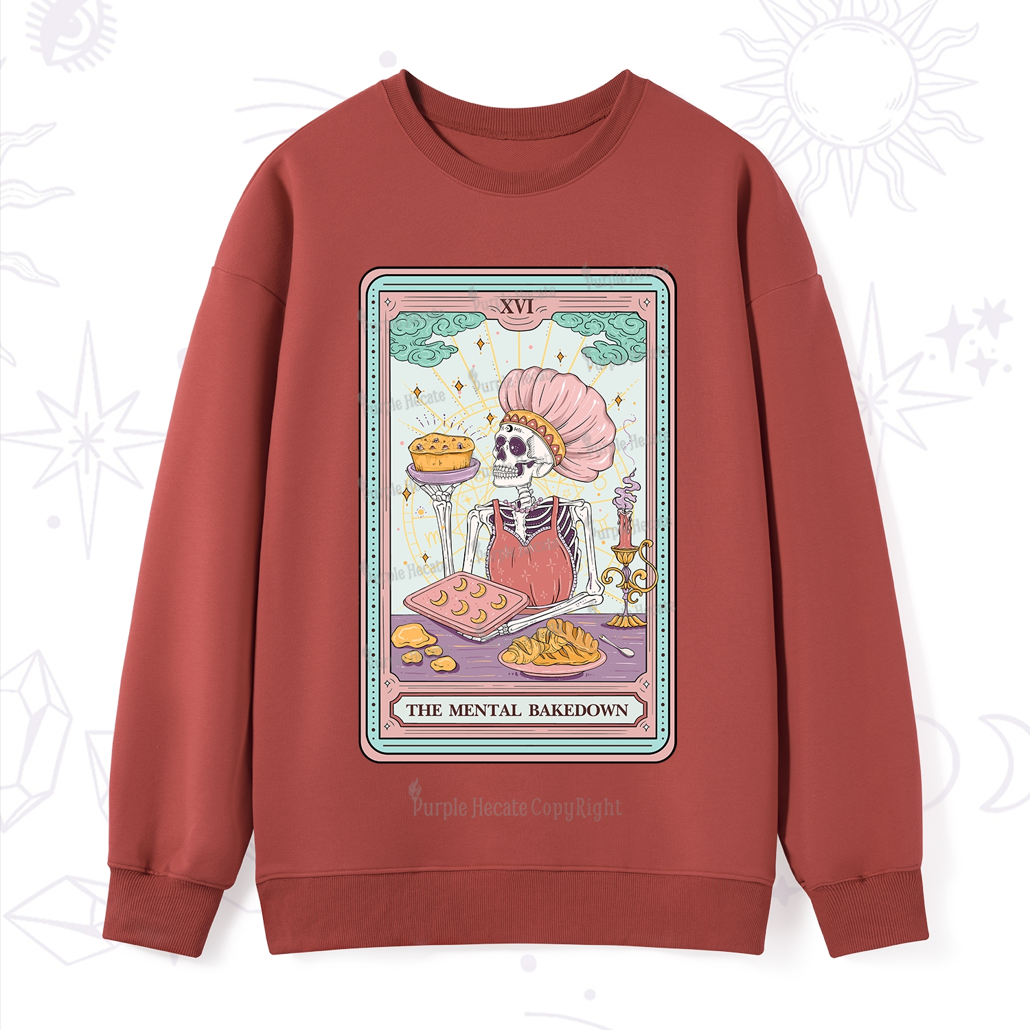 Purplehecate The Mental Bake Down Skeleton Tarot Card Sweatshirt